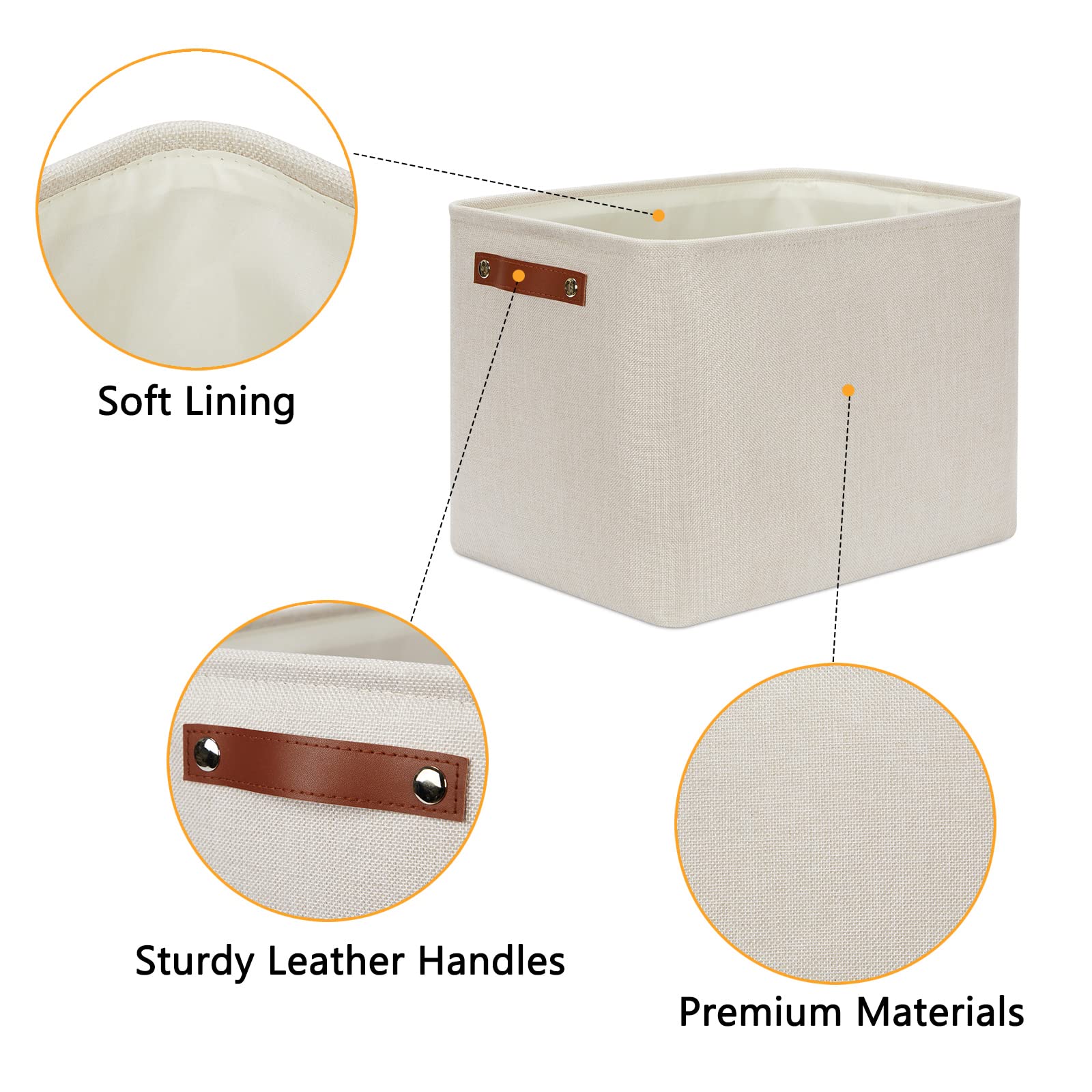 2 Pack Large Storage Baskets for Organizing 16"x12"x12" Canvas Fabric Storage Basket Bins With Leather Handles for Shelf Clothes Empty Gift Basket (2 Count)