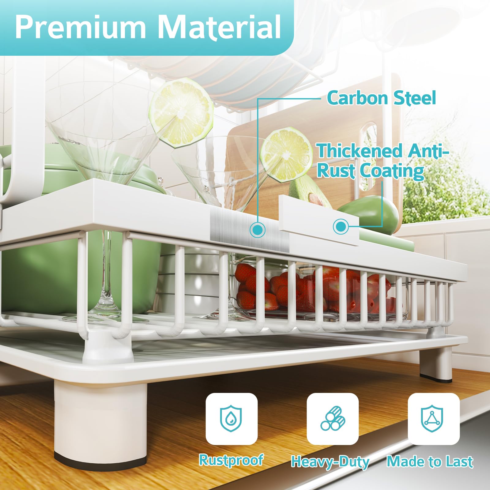 2 Tier Dish Drying Rack for Kitchen Counter