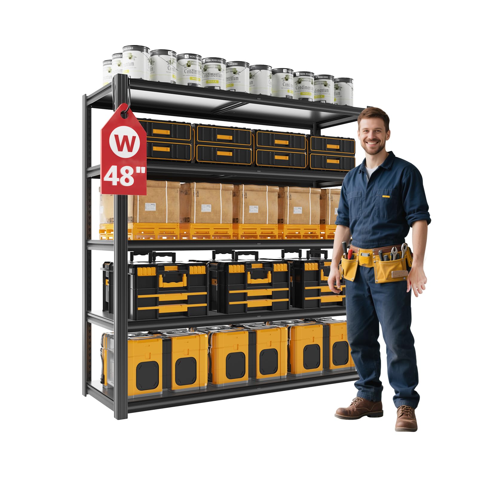 48" W Garage Shelving Heavy Duty 5 Tier Storage Shelf 3030LBS