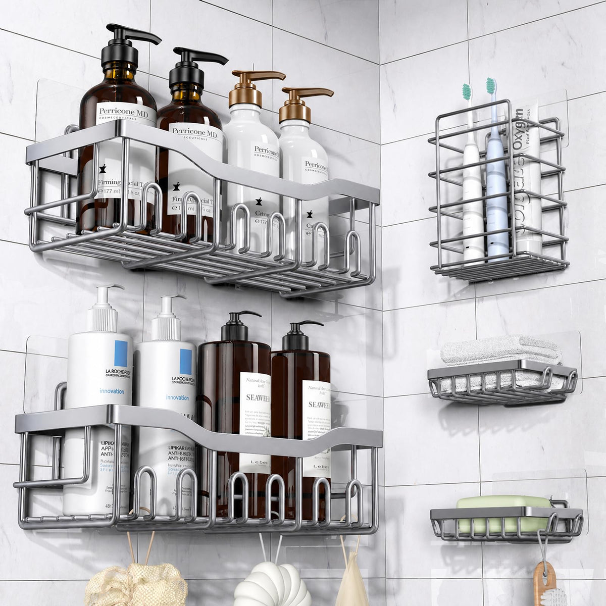 5 Pack Rustproof Stainless Steel Shower Caddy (5 Count)