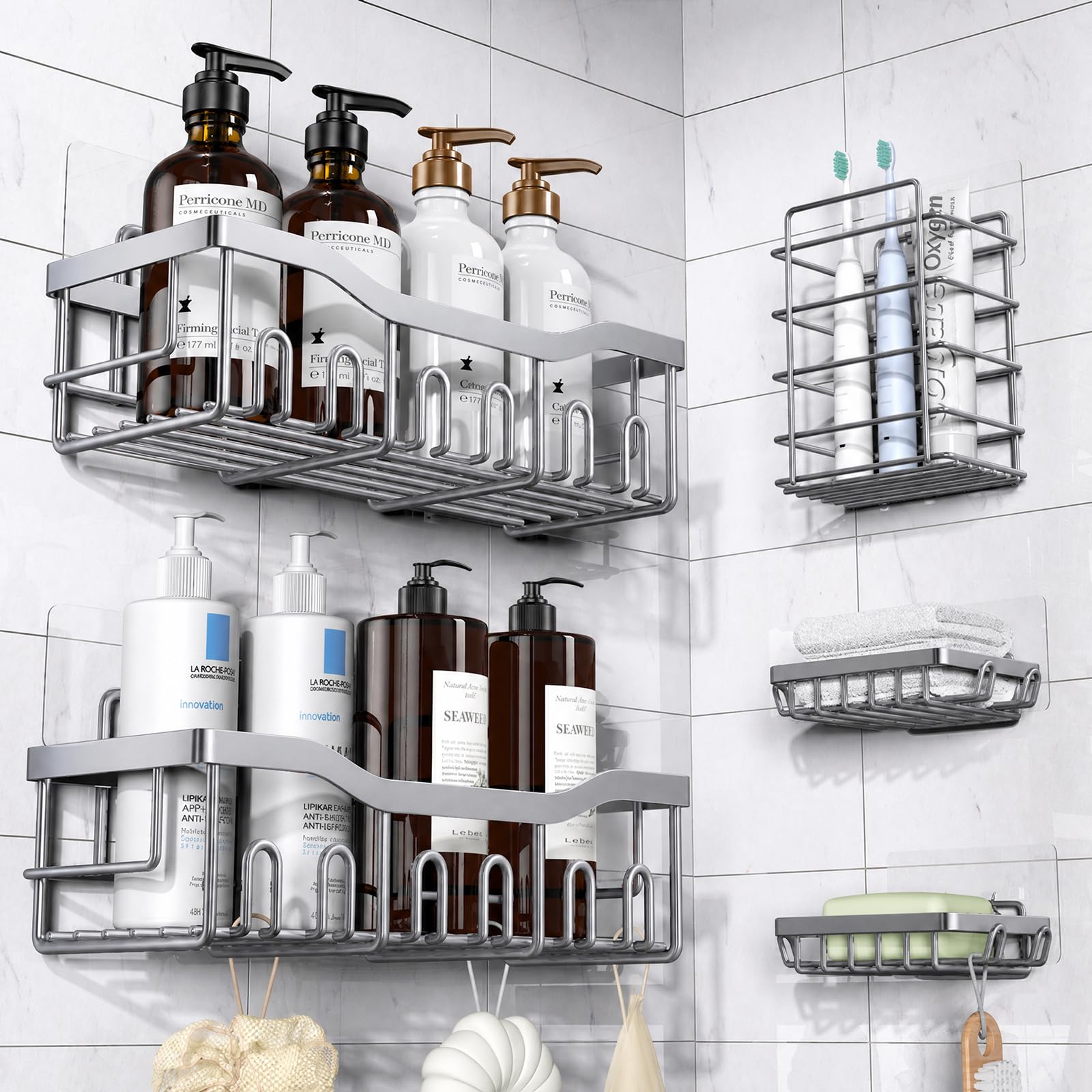 5 Pack Rustproof Stainless Steel Shower Caddy (5 Count)