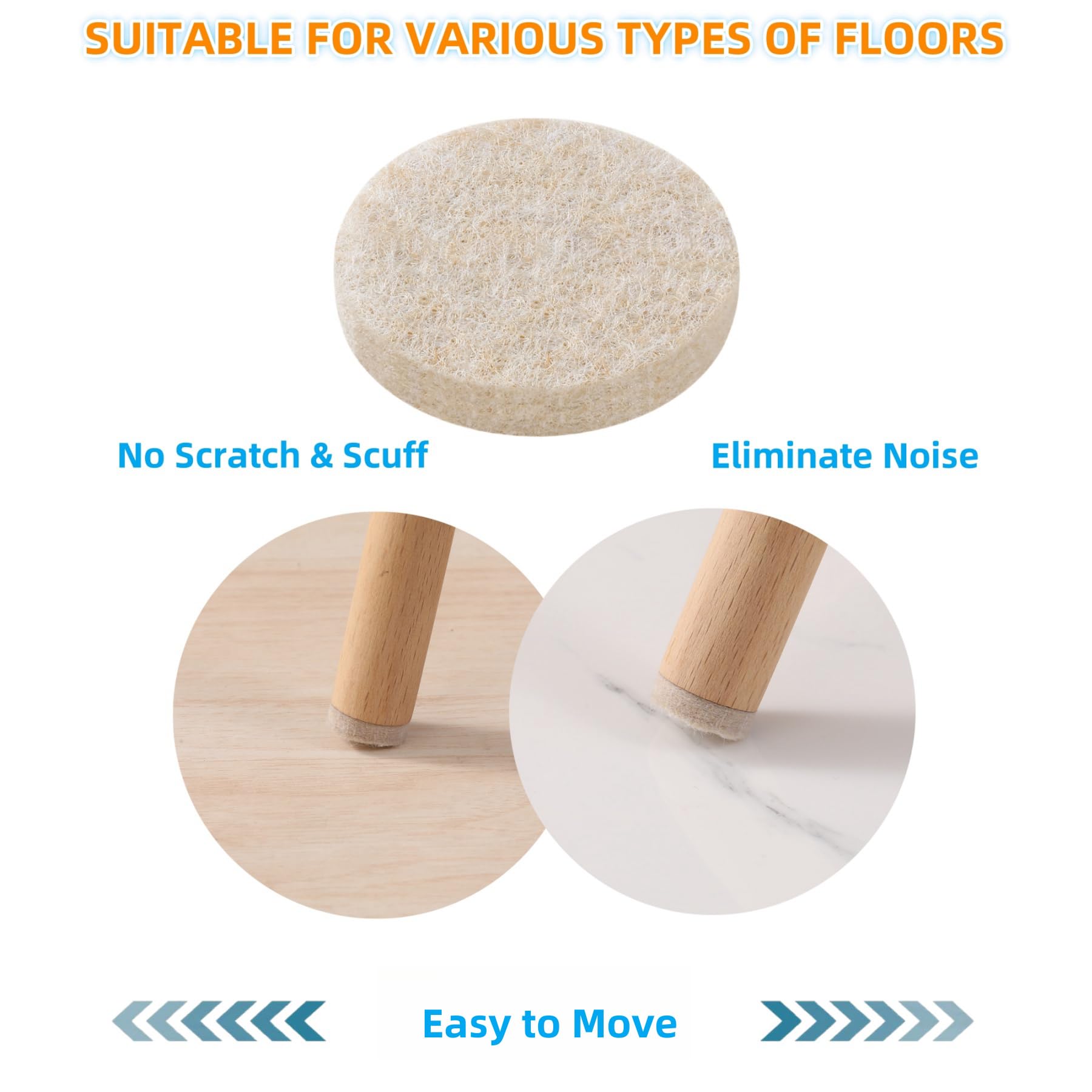 Felt Furniture Pads for Hardwood Floors (108 Count)