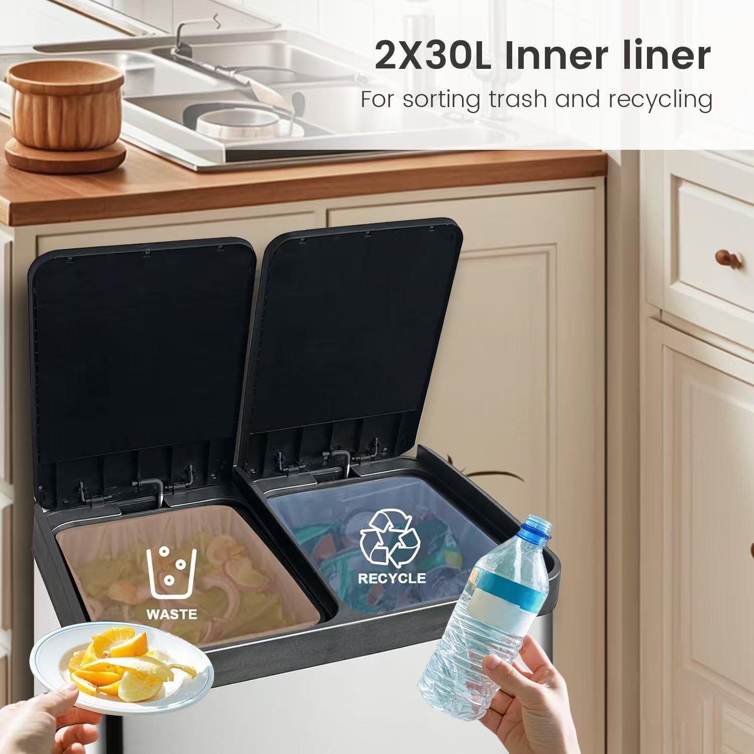 Dual Trash Can (2 Count (30L each))
