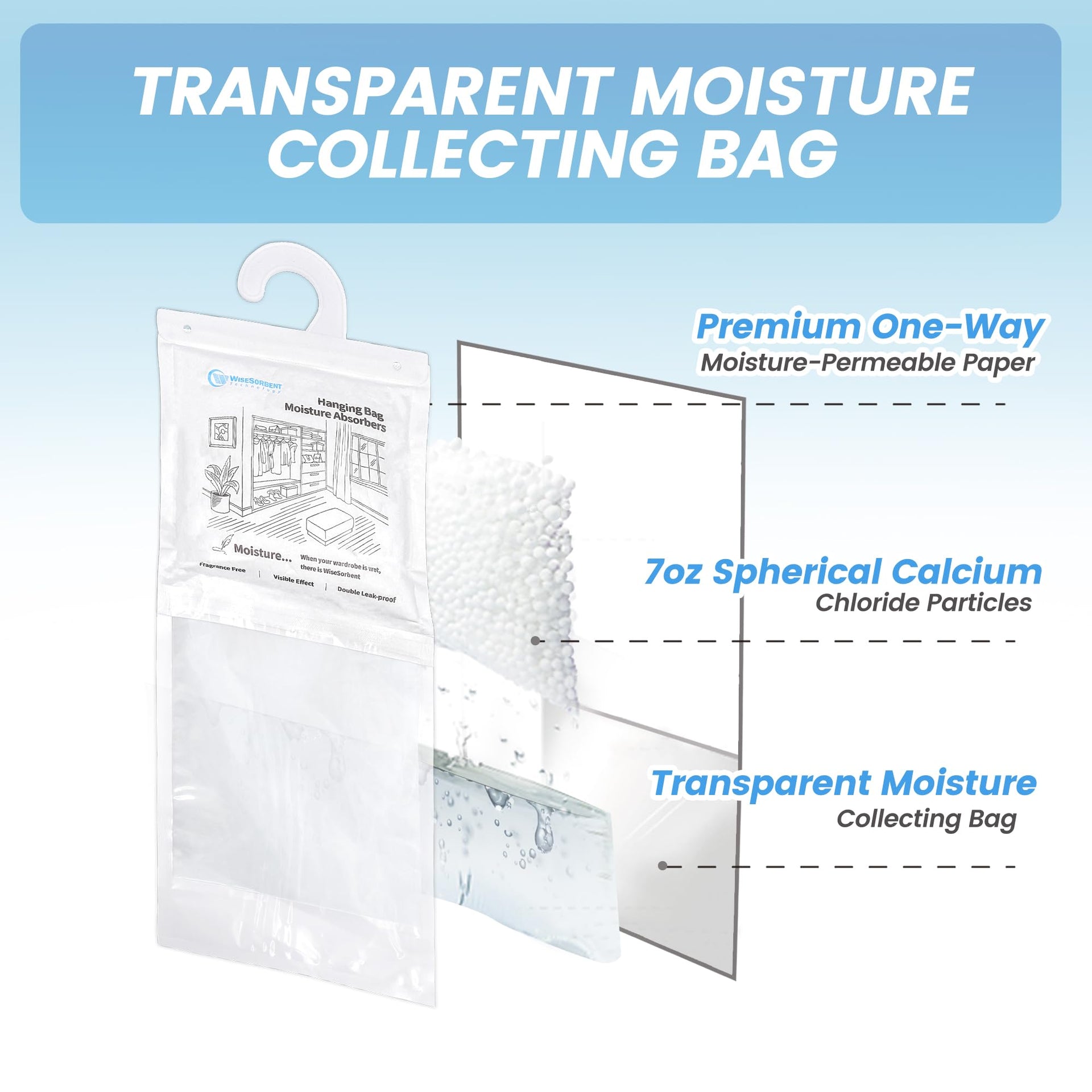 500G 3 Pack Hanging Moisture Absorbers Dehumidifier Bags (17.637 Ounce)