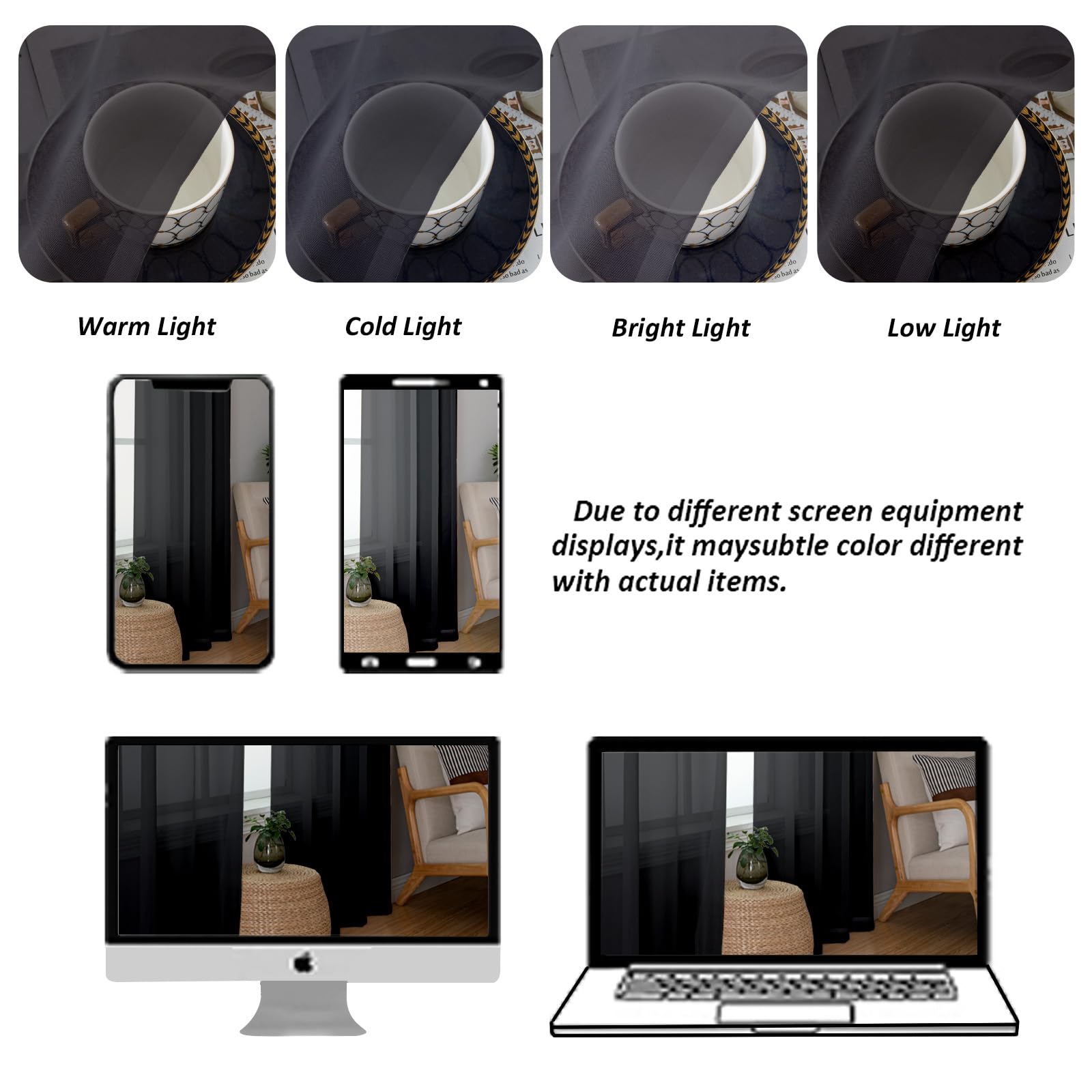 Sheer Black Valances for Windows 2 Pack