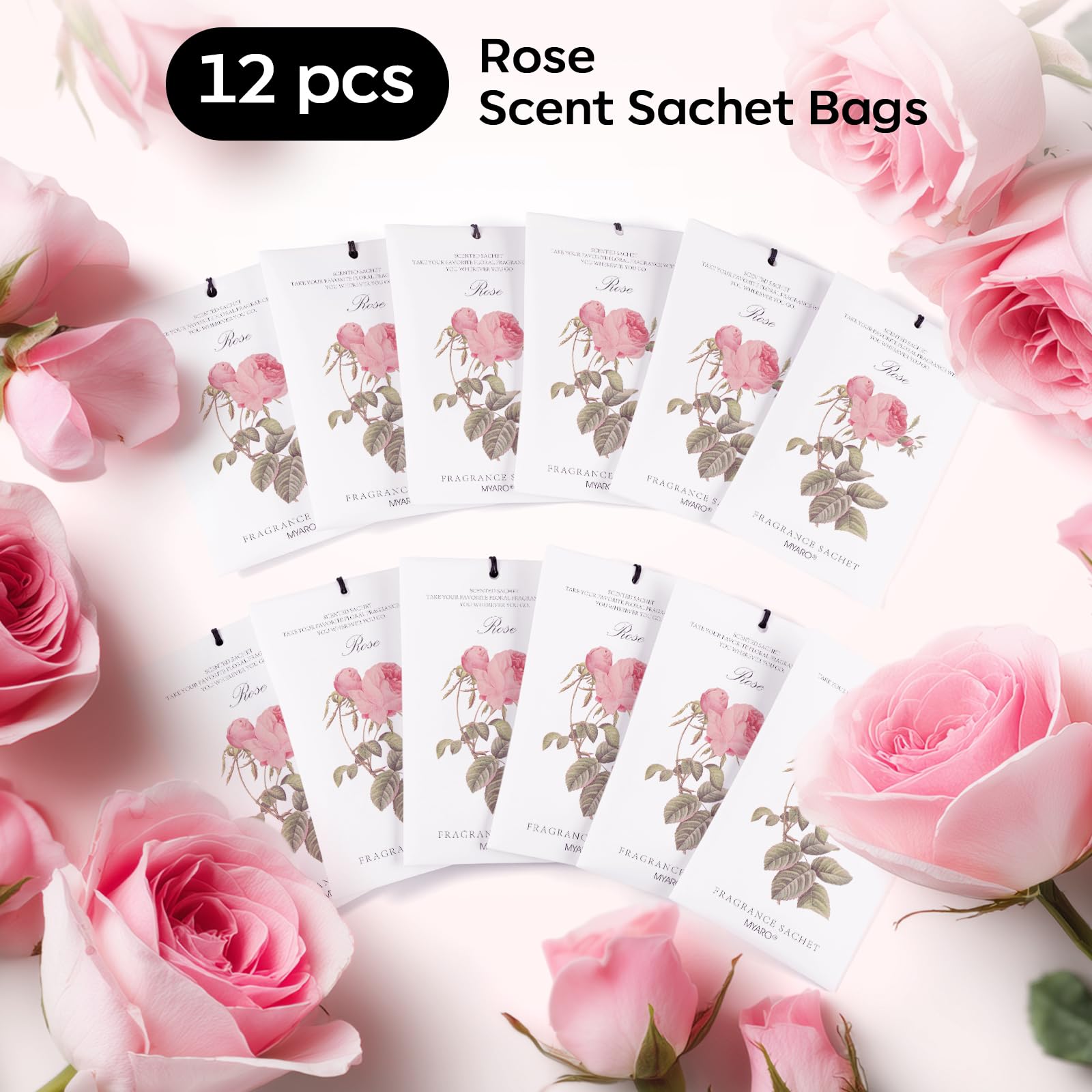 12 Pack Rose Scented Sachets (12 Count)
