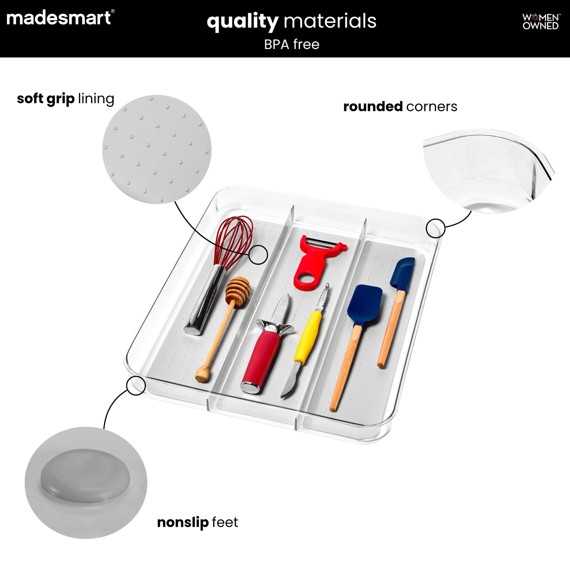 Clear 3 Compartment Utensil Tray