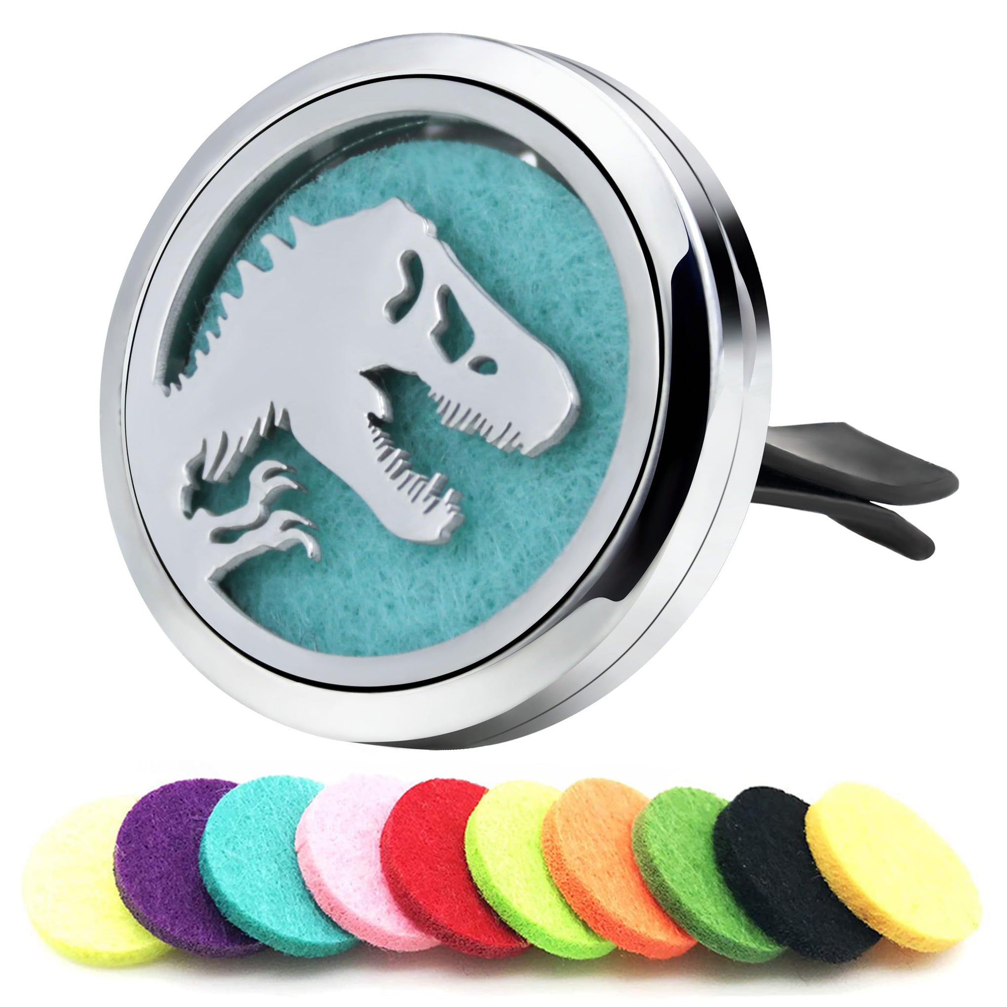 Car Essential Oil Diffuser Vent Clip Car Diffuser Vent Clips Skull Dinosaur Air Freshener 10 Felt Pads Car Accessories for Women Gifts