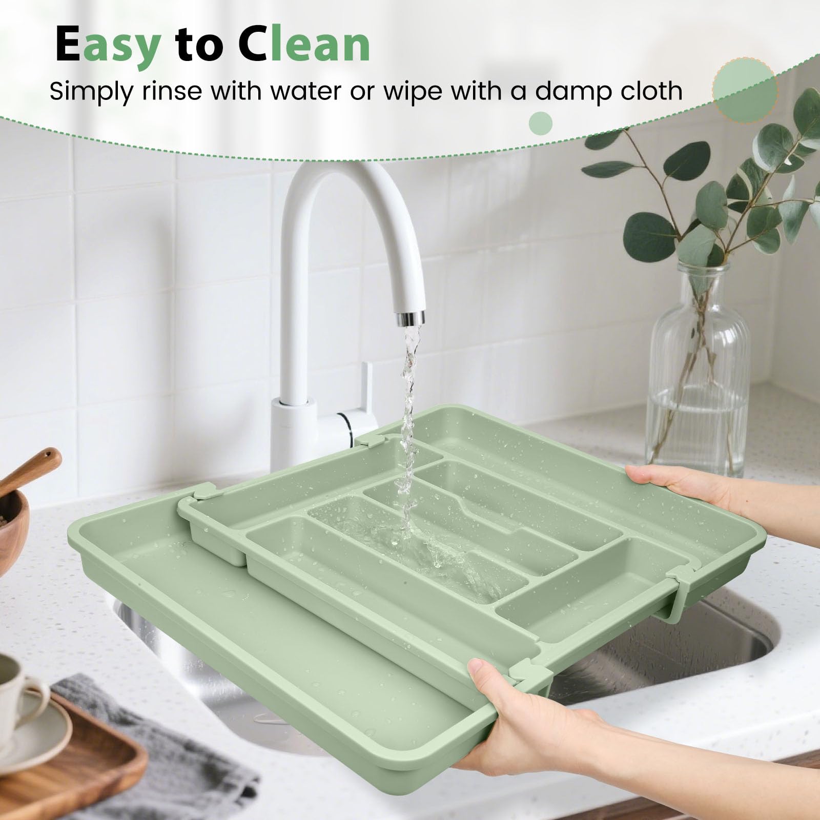 Large Silverware Organizer for Kitchen Drawer & Utensils