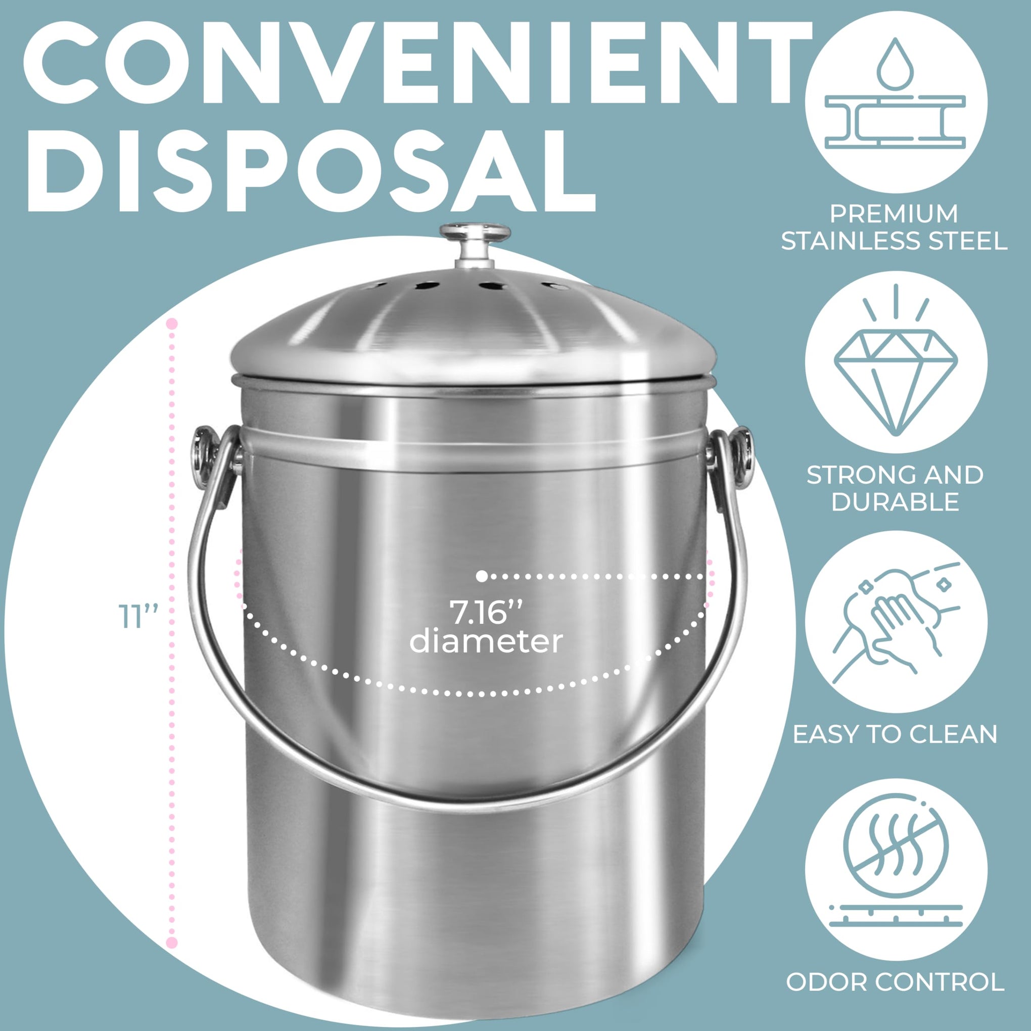 Kitchen Compost Bin for Kicthen Countertops
