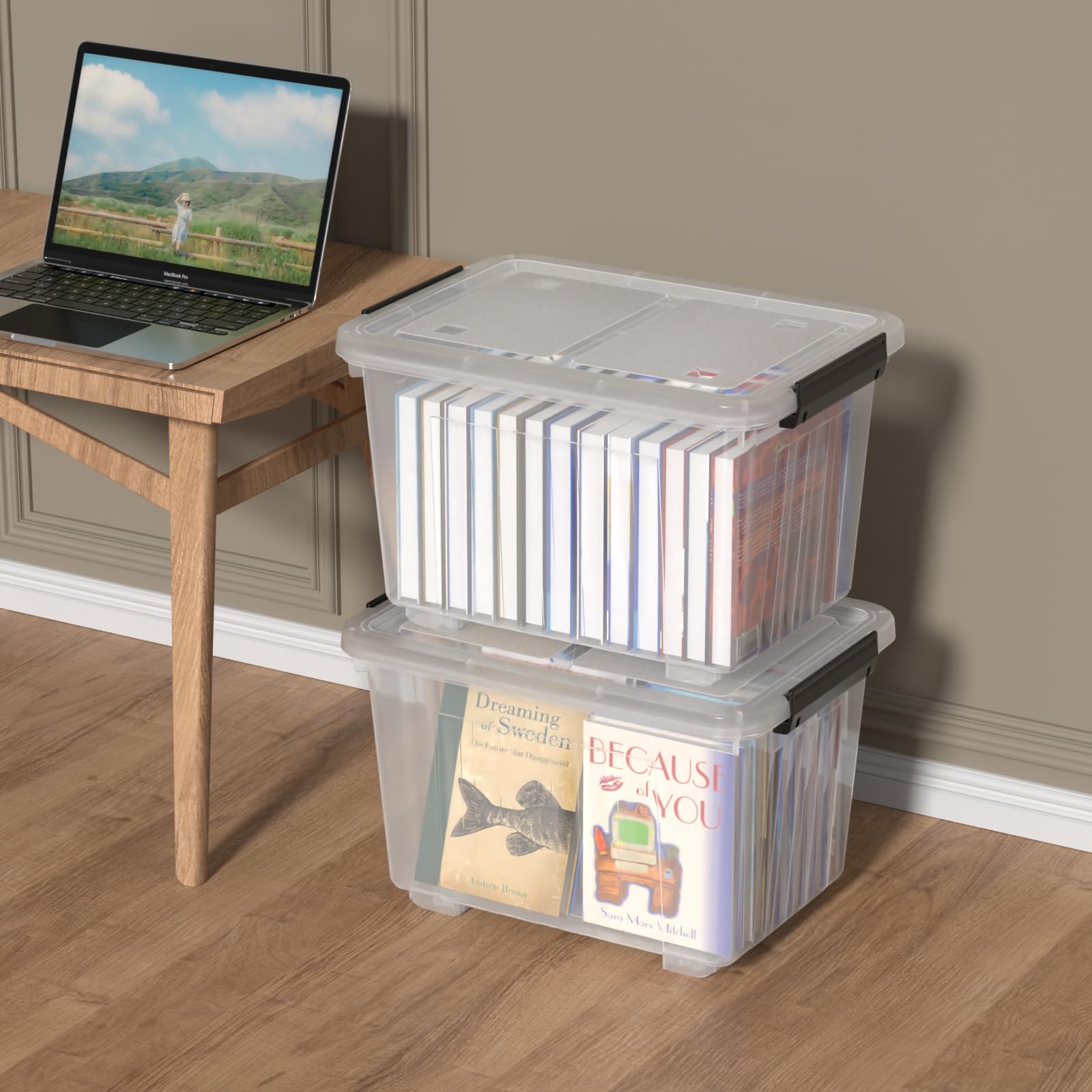 50 Quart Large Plastic Latching Box with Lid (4 Count)