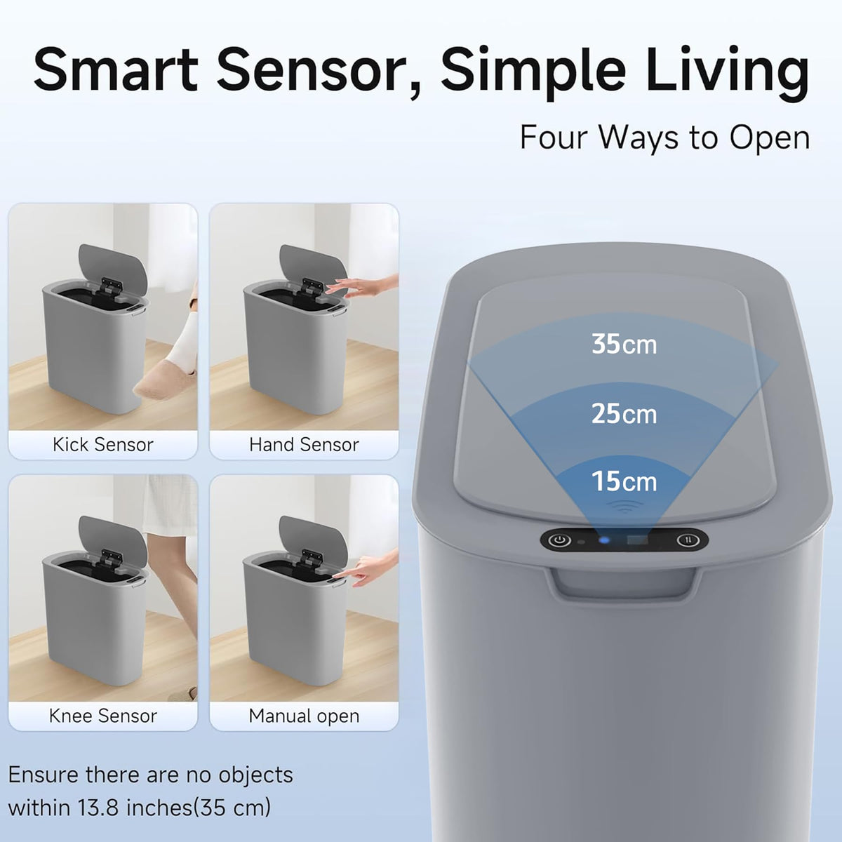Automatic Motion Sensor Bathroom Trash Can with Lid