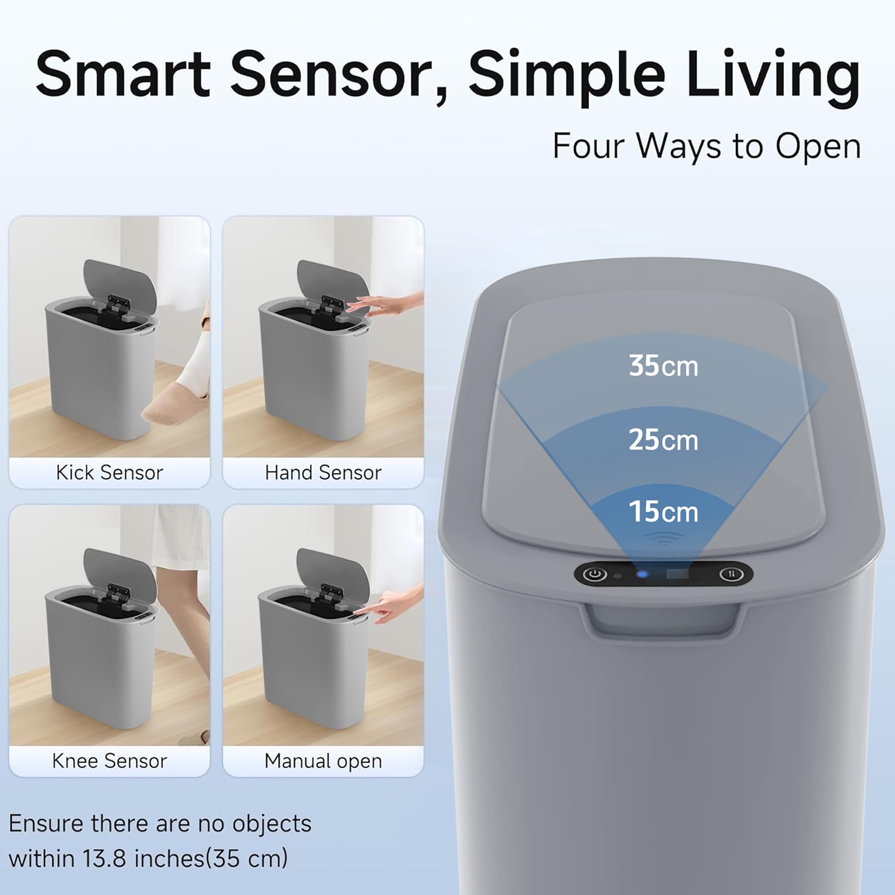 Automatic Motion Sensor Bathroom Trash Can with Lid