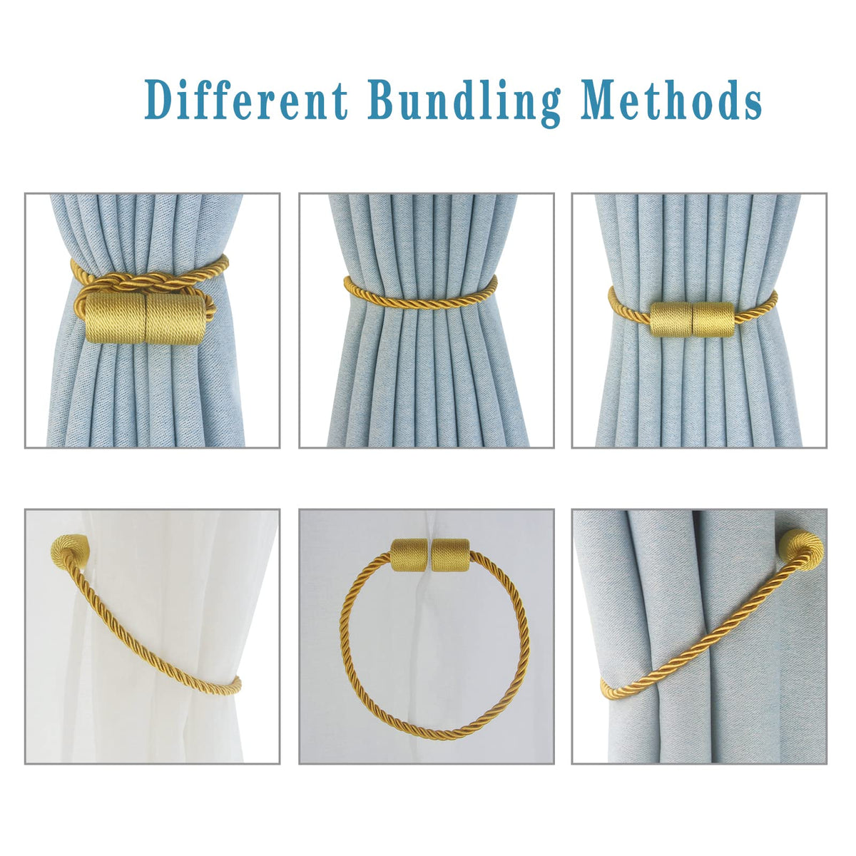 Magnetic Curtain Tiebacks Decorative Holdbacks Rope Tie Back Drapes Hangtty