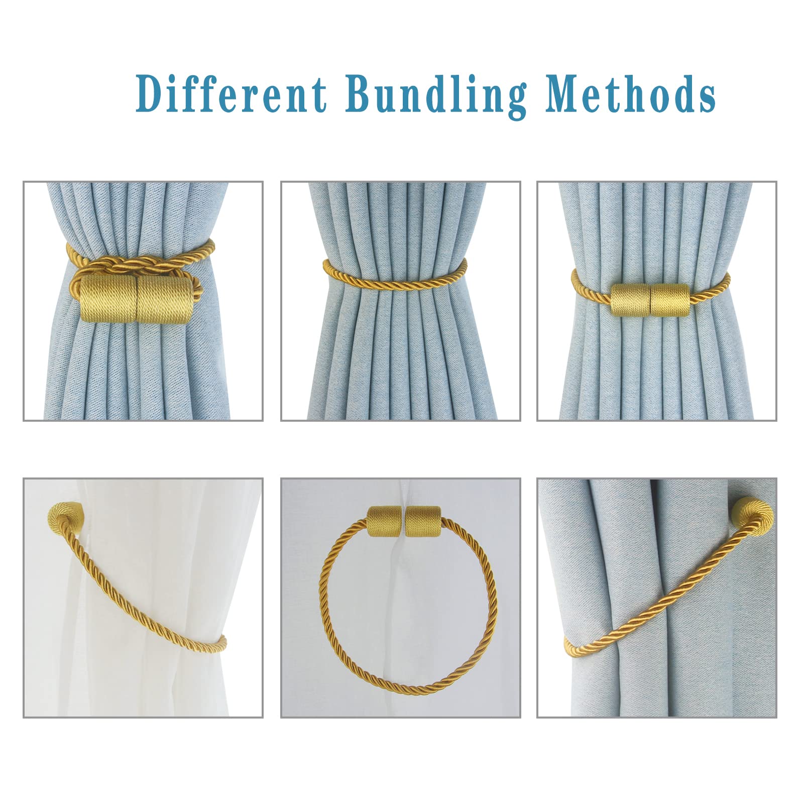 Magnetic Curtain Tiebacks Decorative Holdbacks Rope Tie Back Drapes Hangtty