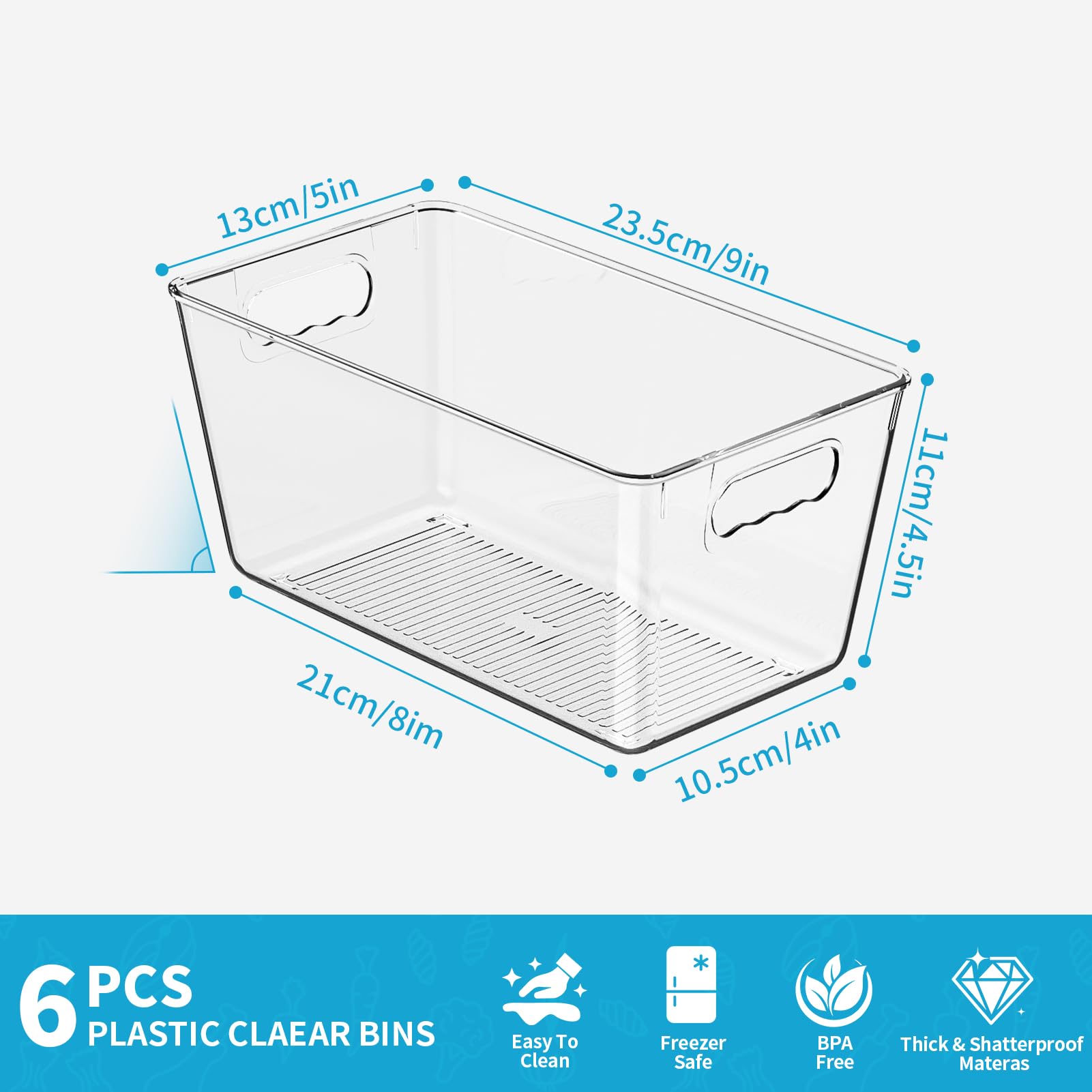 Clear Fridge Organizer Bins with Handles