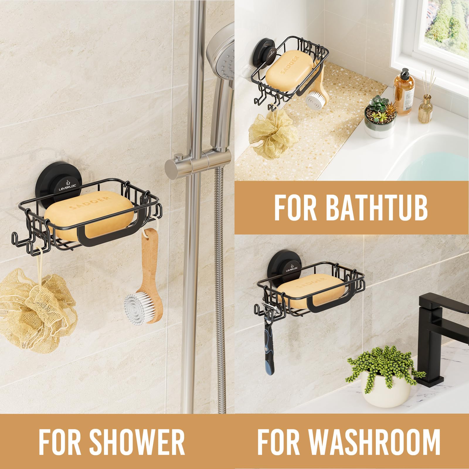 Bar Soap Holder with Hooks