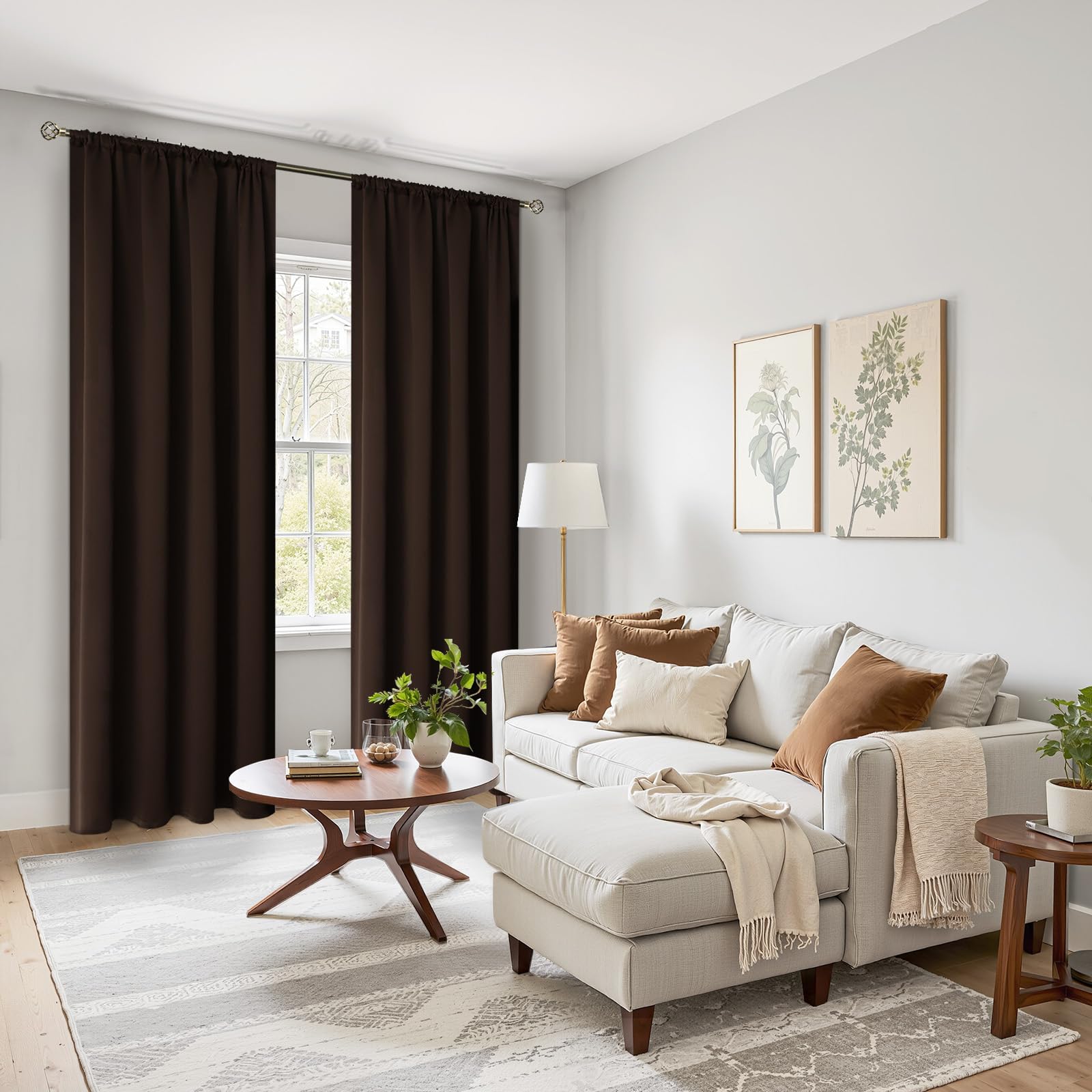 Brown Blackout Curtains for Living Room (2 Count)
