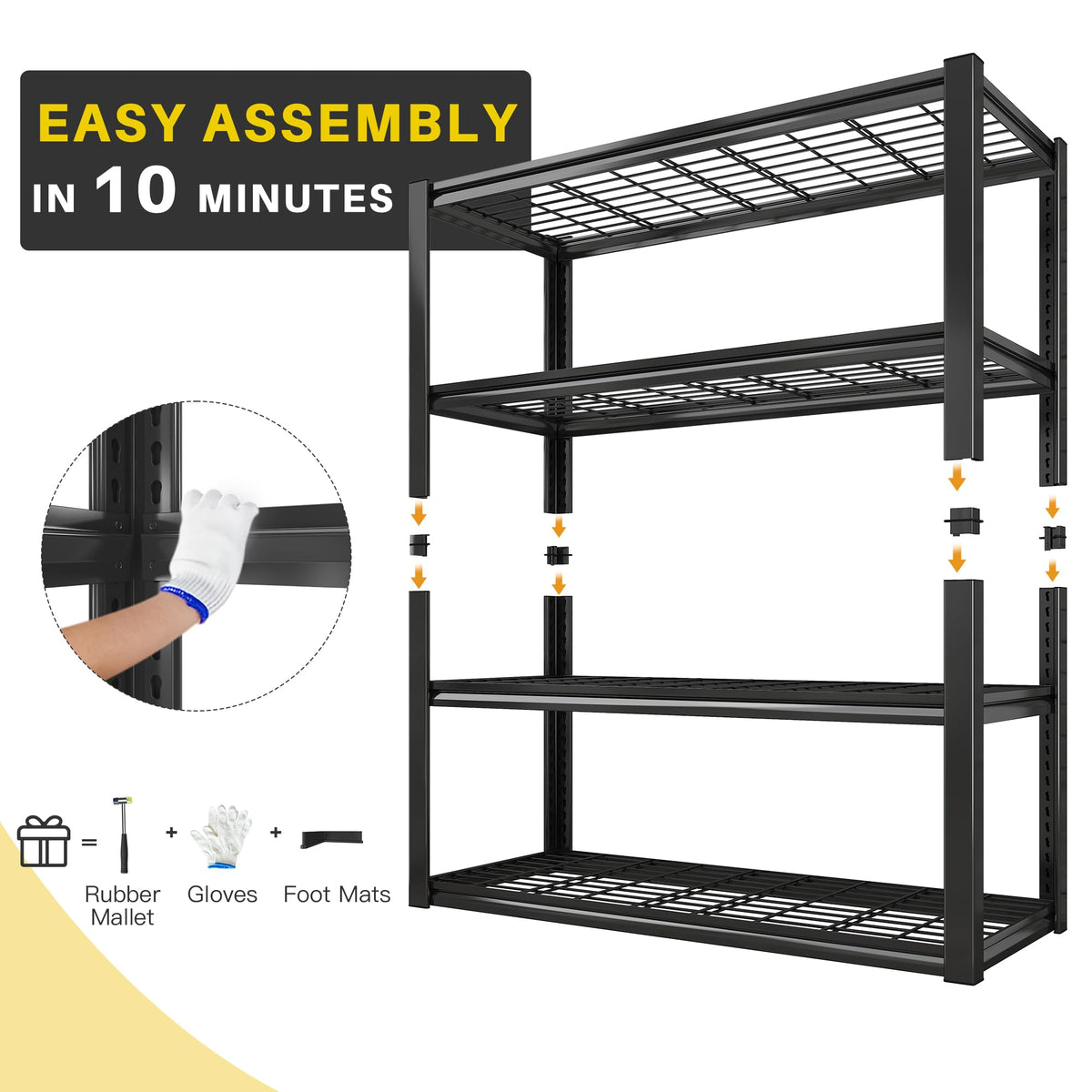 40" W Storage Shelves with Wire Mesh Panels for Garage Organization