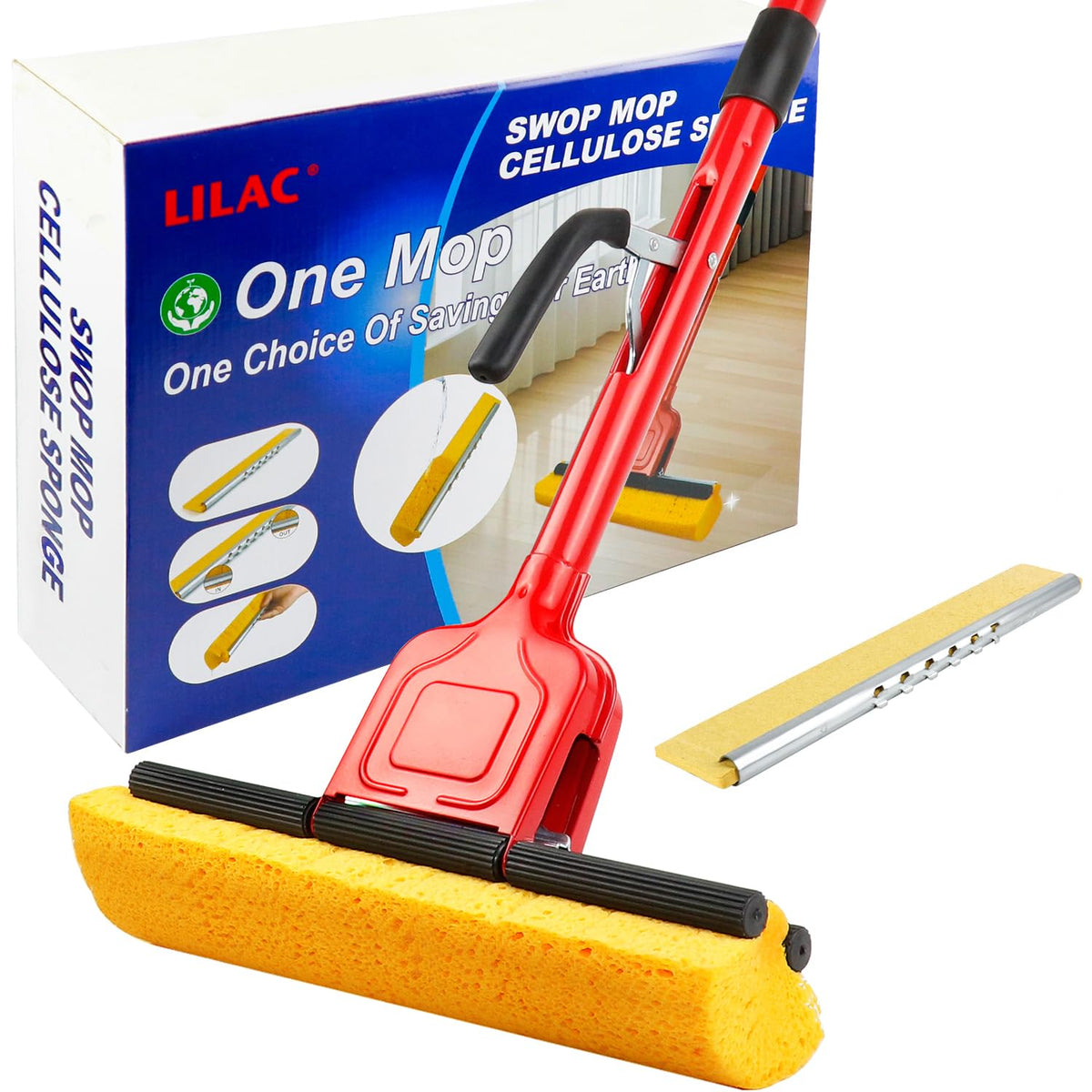 Cellulose Sponge Pop Up Sponge Mop with 1 Swop Roller Sponge mop Suitable for Wood