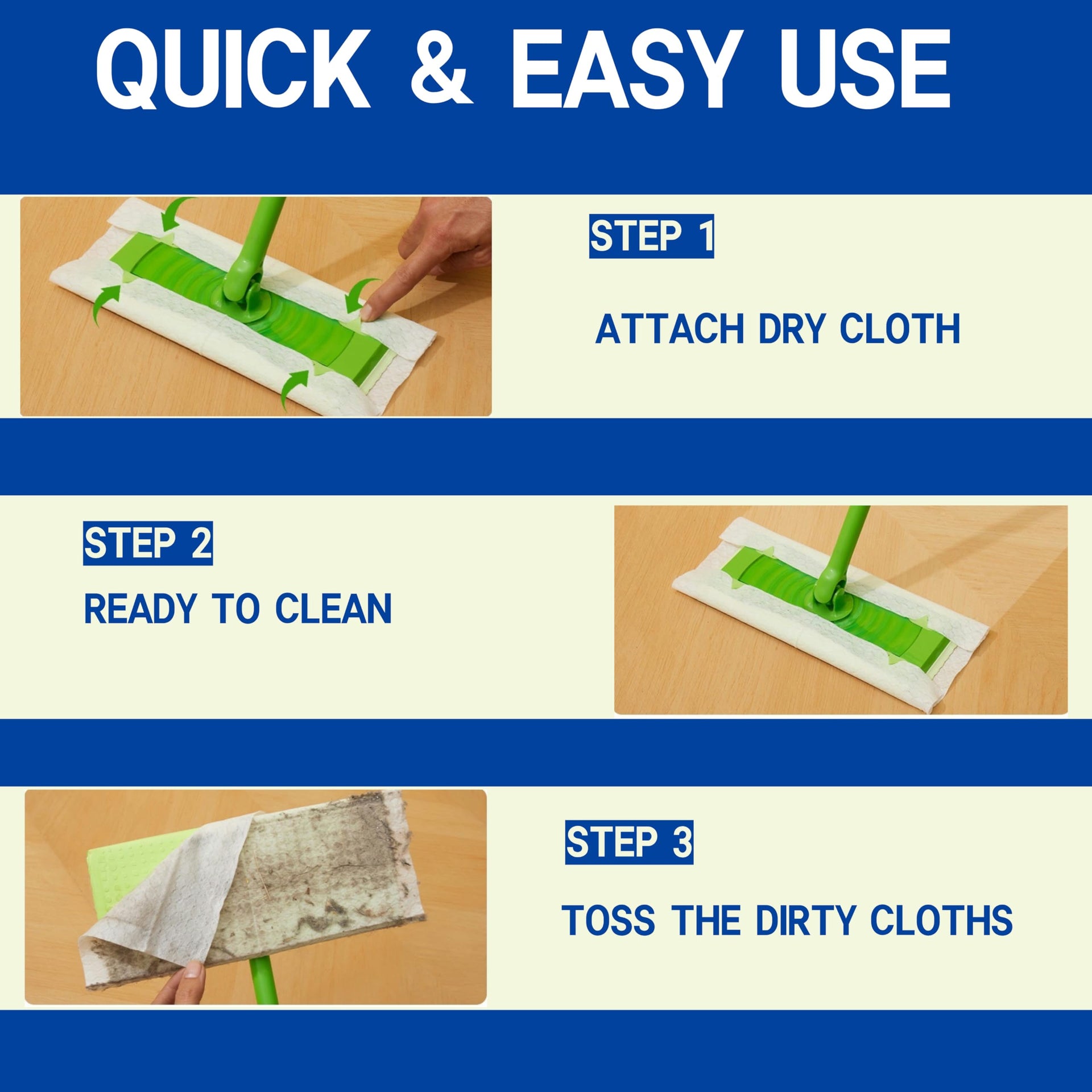 Dry Sweeping Cloths Disposable Mop Refills Floor Dust Mop Pad (160 Count)