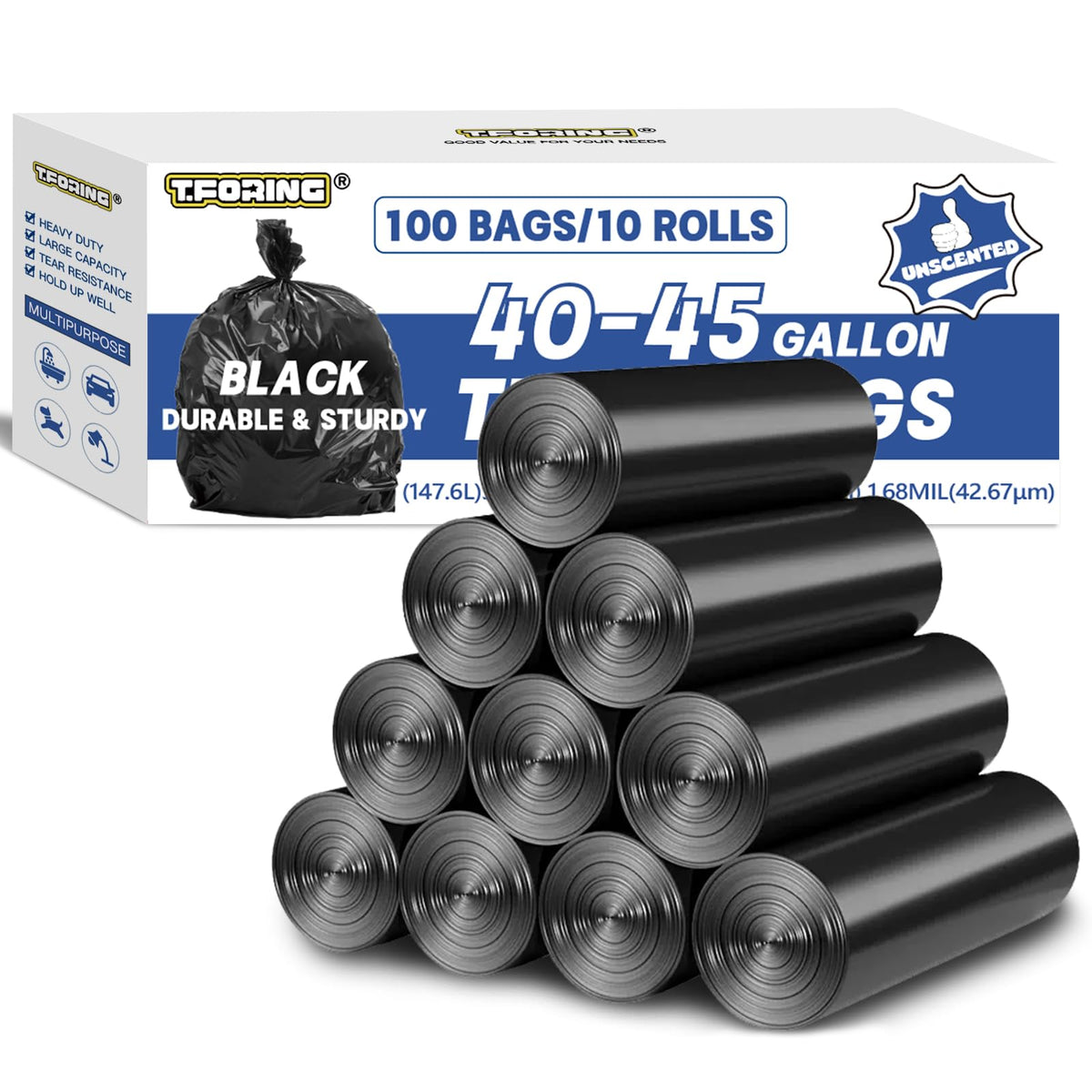 40 45 Gallon Trash Bags Heavy Duty (100 Count)