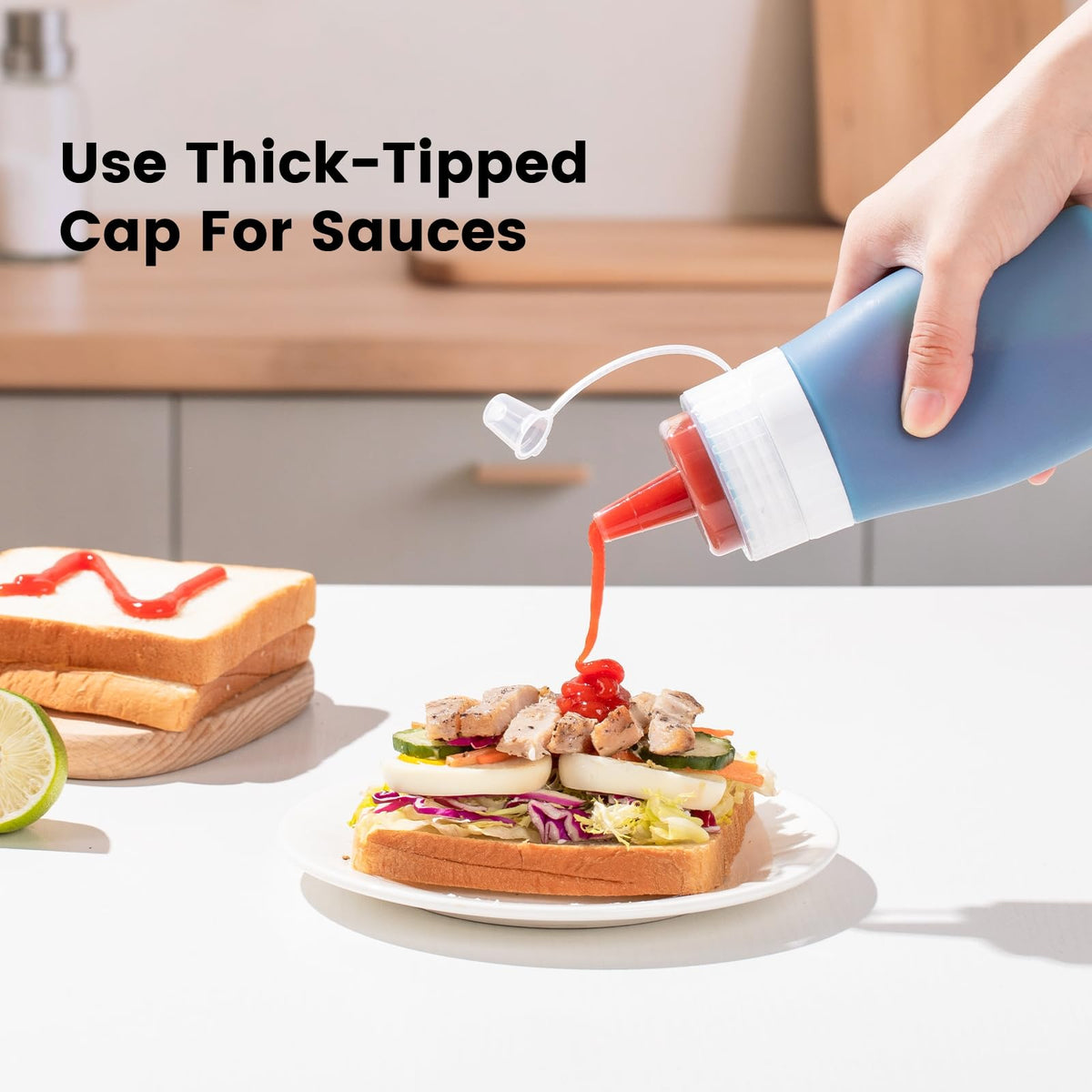12 oz Silicone Squeeze Bottles for Sauces & Oil (4 Count)