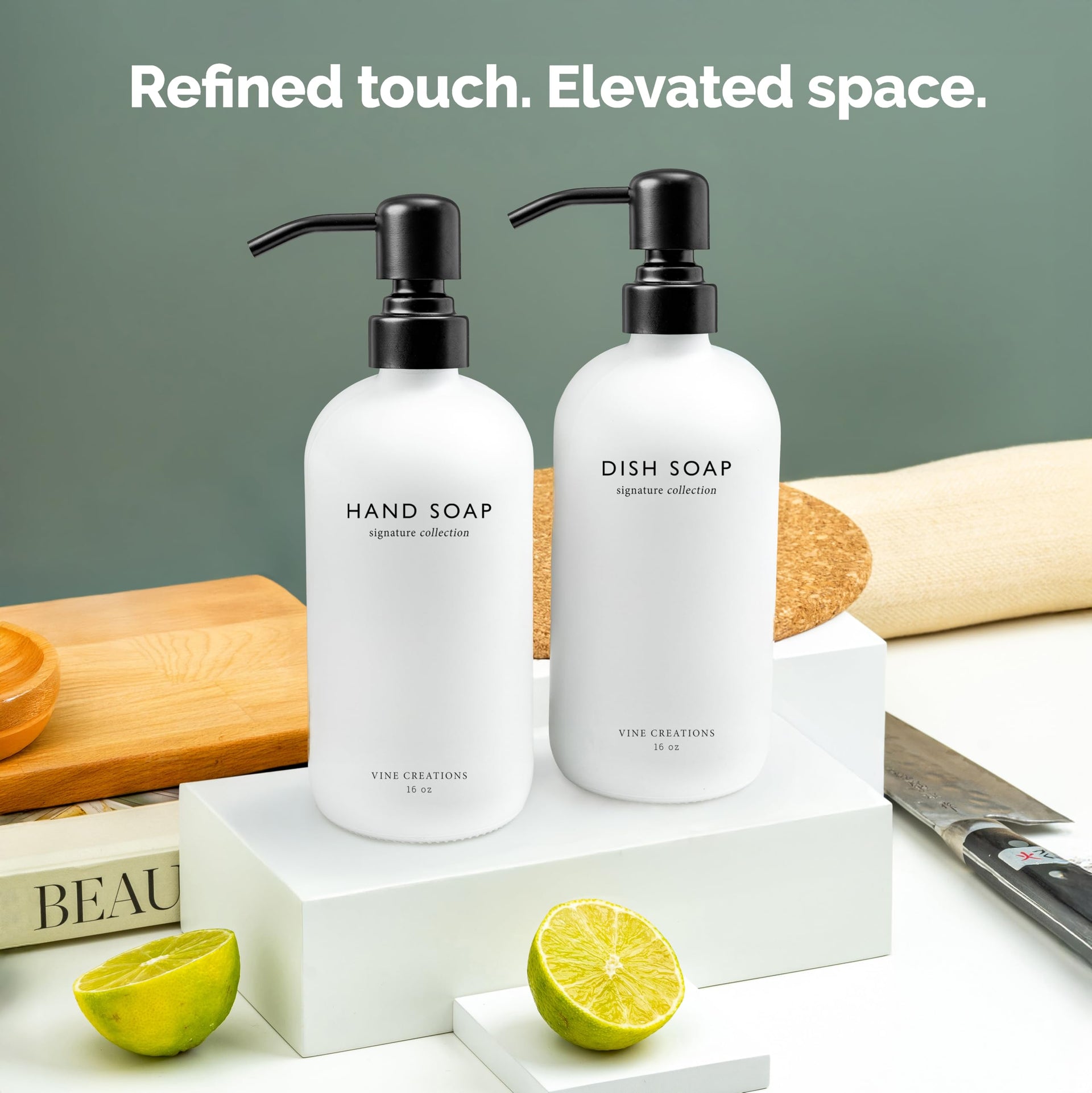 White Glass Soap Dispenser Set (16 Ounce)