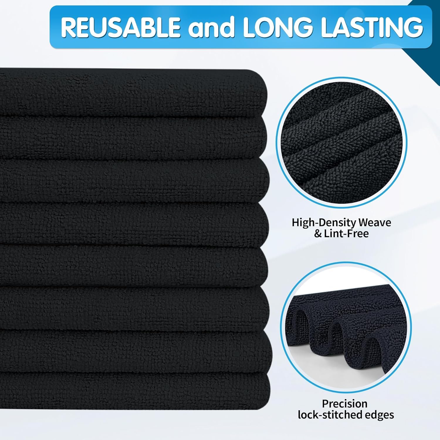 Black Microfiber Cleaning Cloth (50 Count)