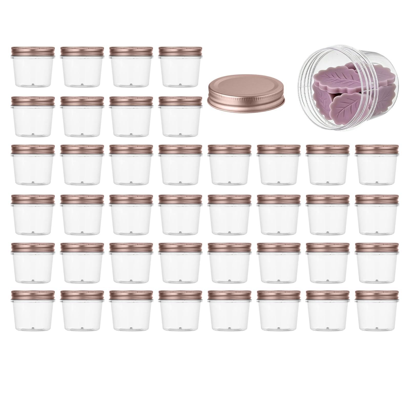 4 oz Plastic Small Mason Jars and Small Plastic Jars with Lids (40 Count)