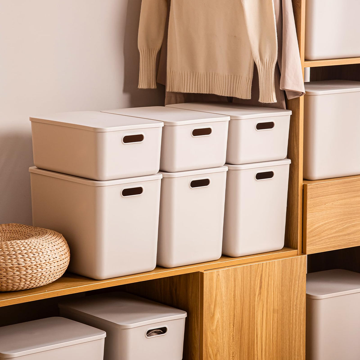 Plastic Storage Bins with lids (3 Count)