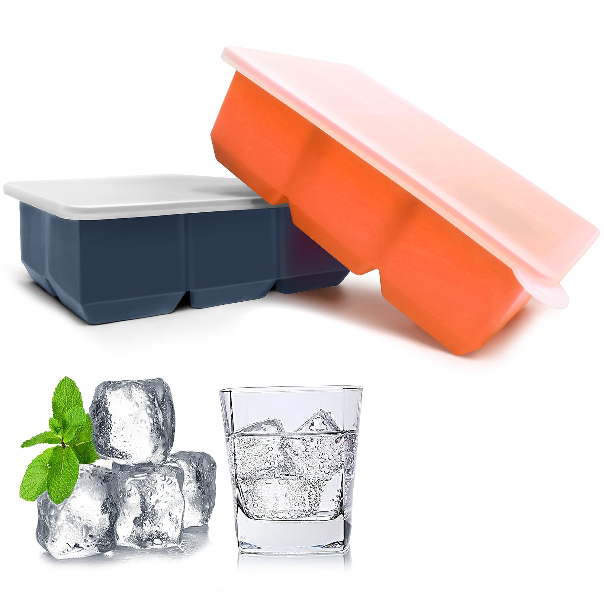 Silicone Ice Cube Trays with Lids (2 Count)
