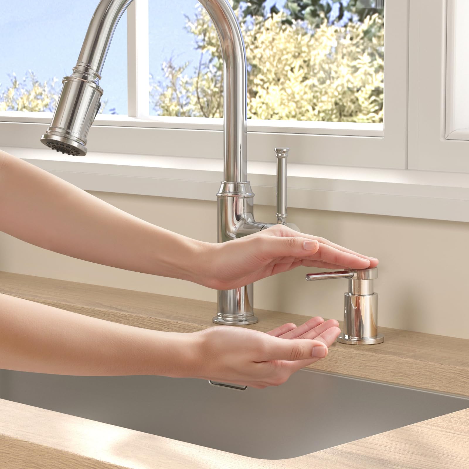 Chrome Soap Dispenser for Kitchen Sink (18 Ounce)