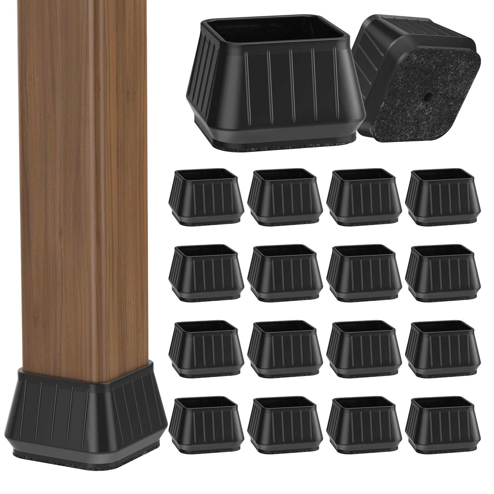 24PCS Square Chair Leg Floor Protectors for Hardwood Floors (24 Count)