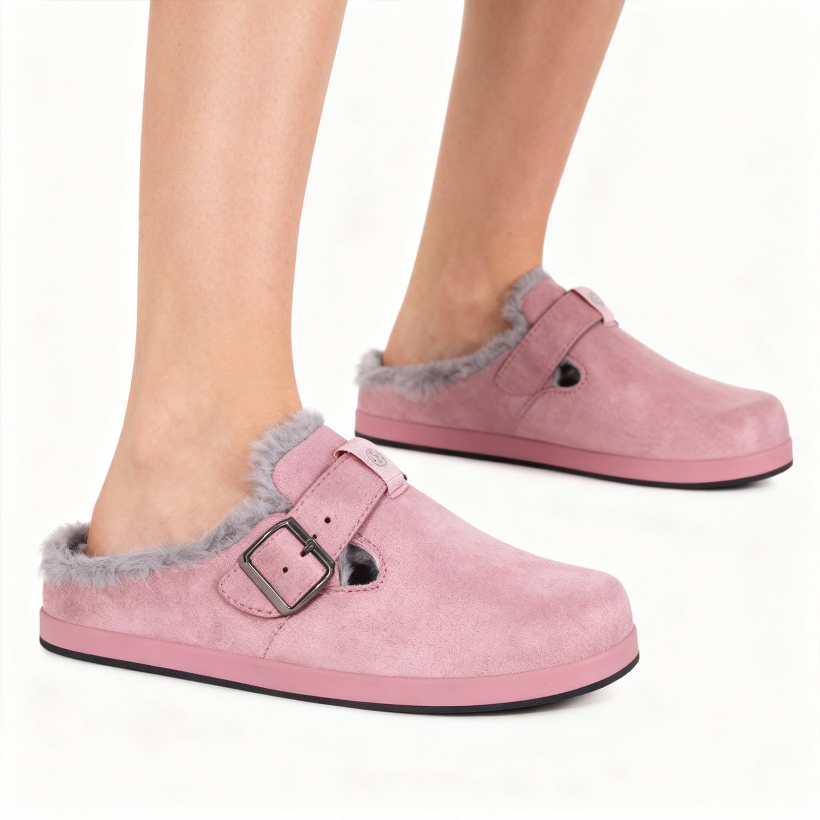 Fur Lined Clogs for Women Men Winter Slippers