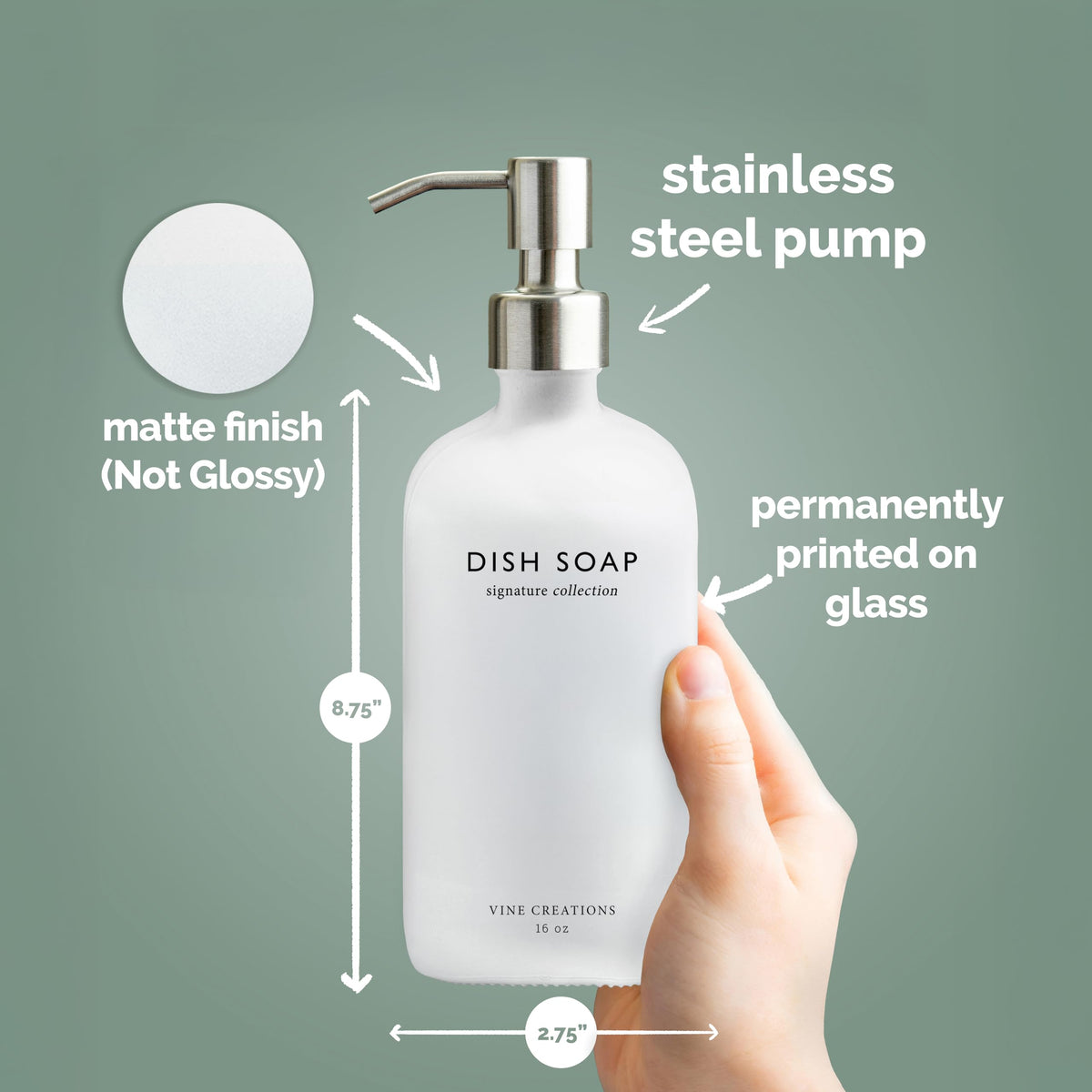 White Glass Soap Dispenser Set (16 Ounce)