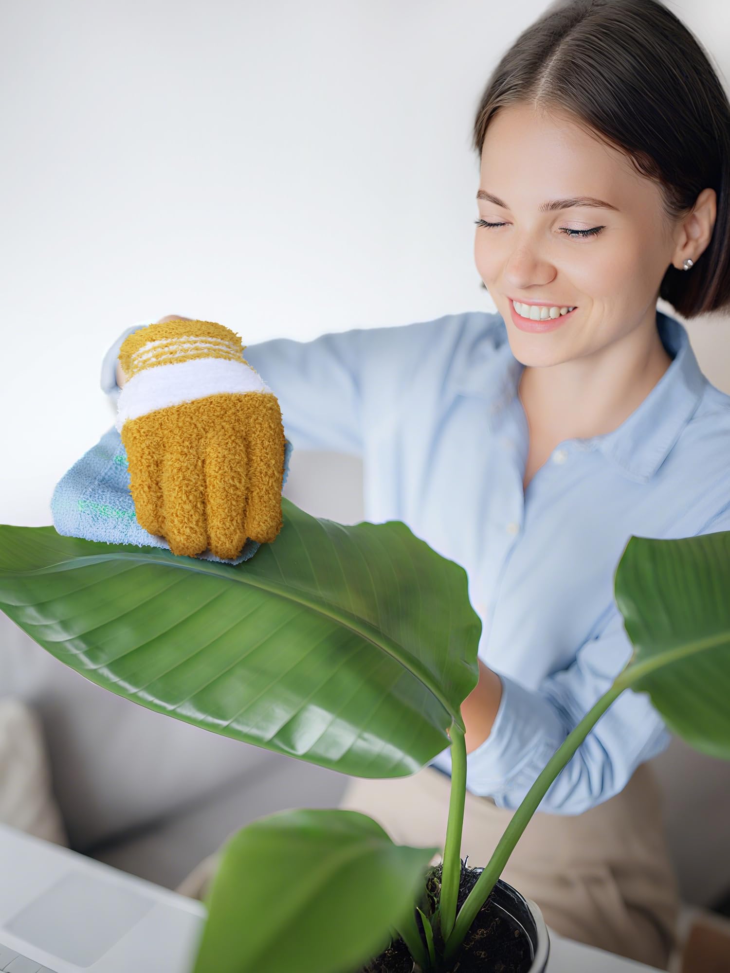 3 Pairs Microfiber Dusting Gloves for Plants Leaf (3 Count)