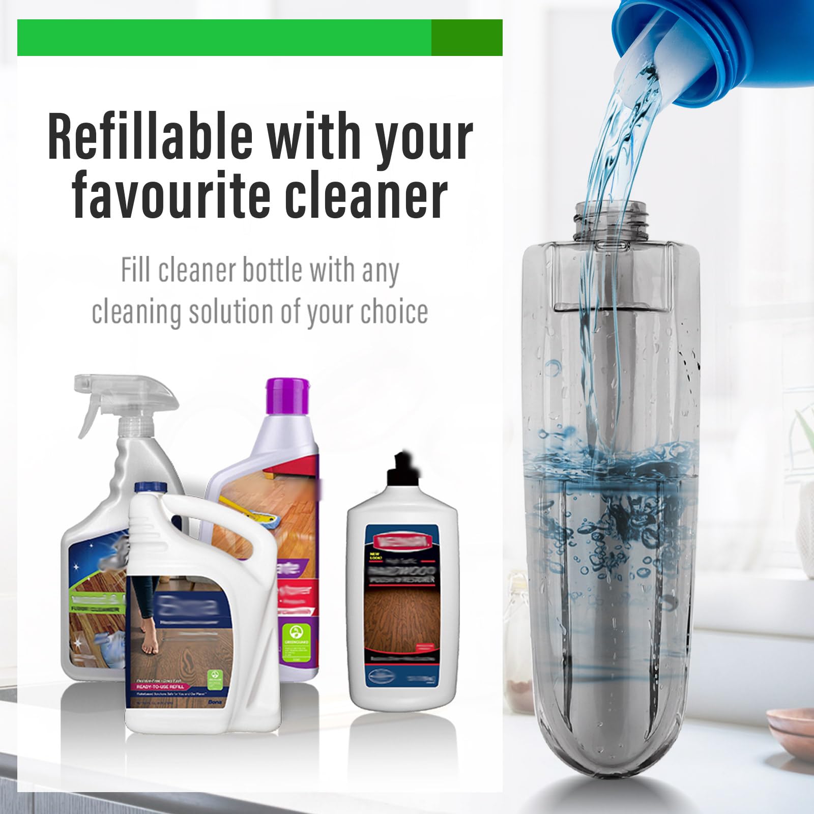 Wet Spray Mop for Floor Cleaning with 14 oz Bottle & 3 Microfiber Pads
