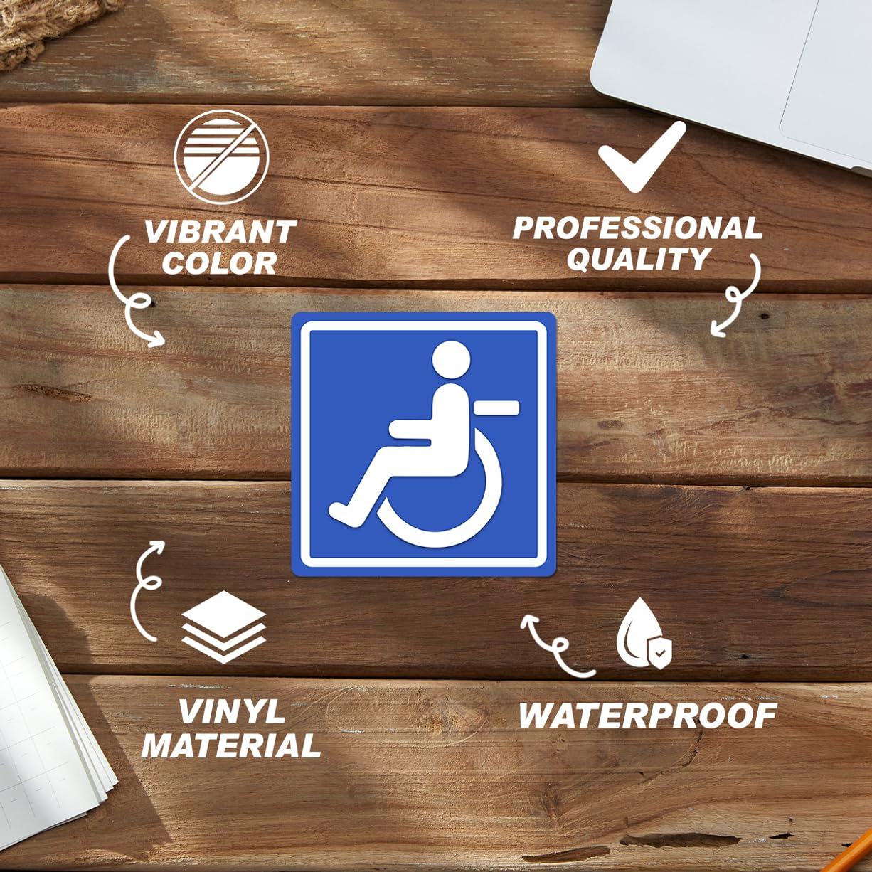 Handicap Accessibility Symbol Stickers Vinyl Wheelchair Sign Decals for Business Facility Vehicle Or Public Space Use 18Pcs Motorcycle Car Hard Bumper Water Bottles (18 Count)