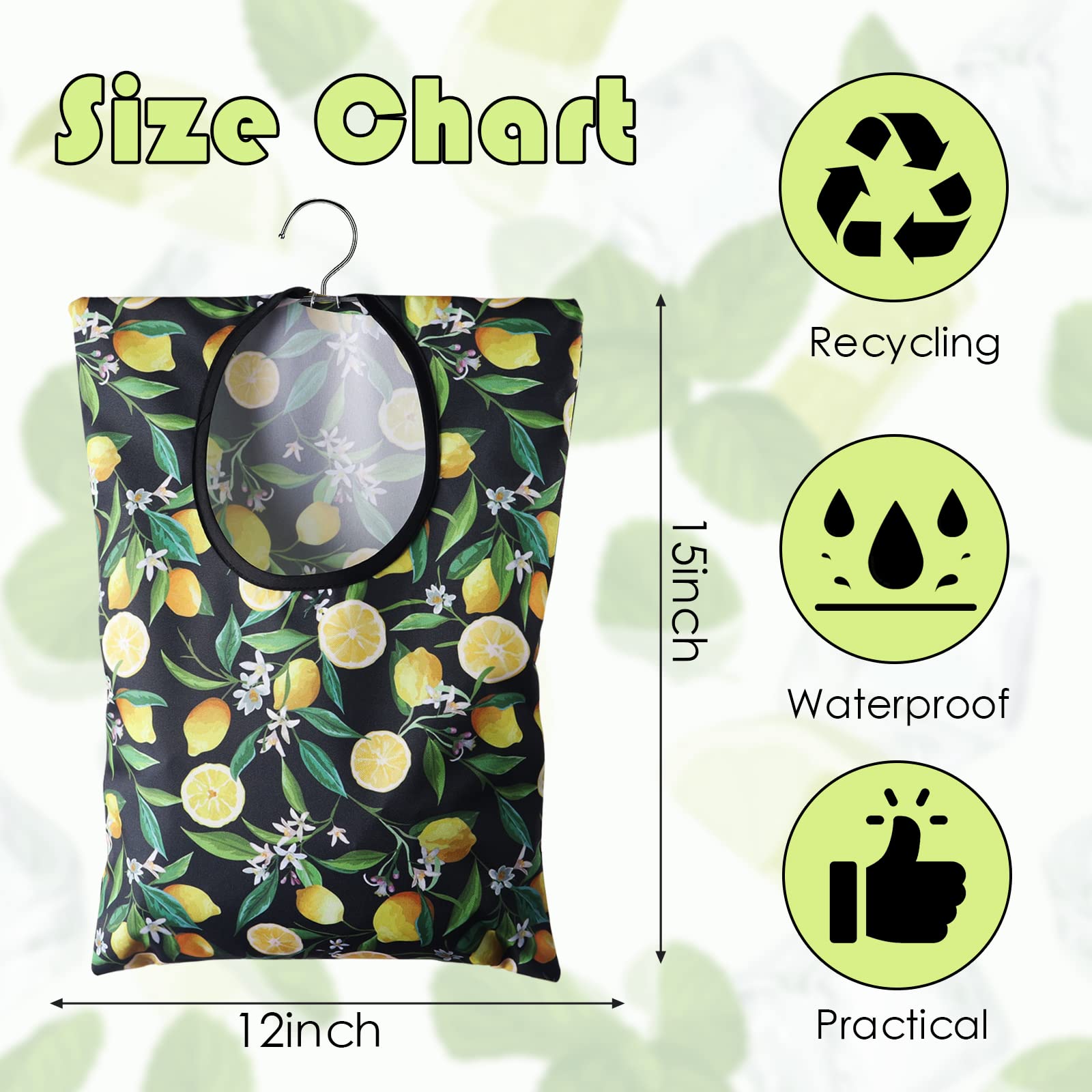 2 Pcs Lemon Clothespin Bag With Hanging Hook (2 Count)