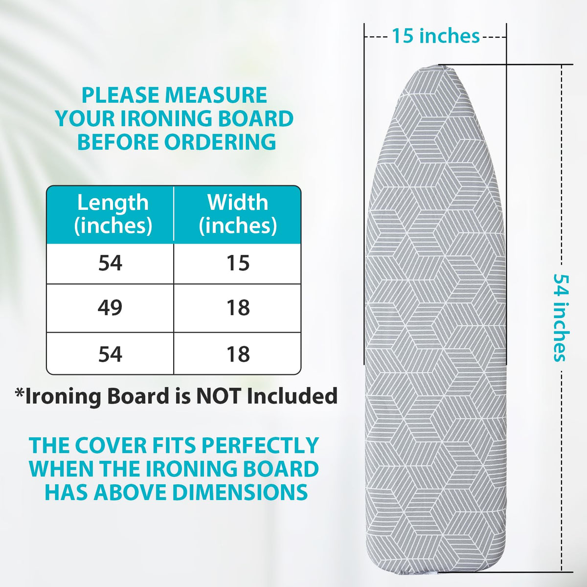 Ironing Board Cover with Padding 15 x 54 inch Standard Full Size