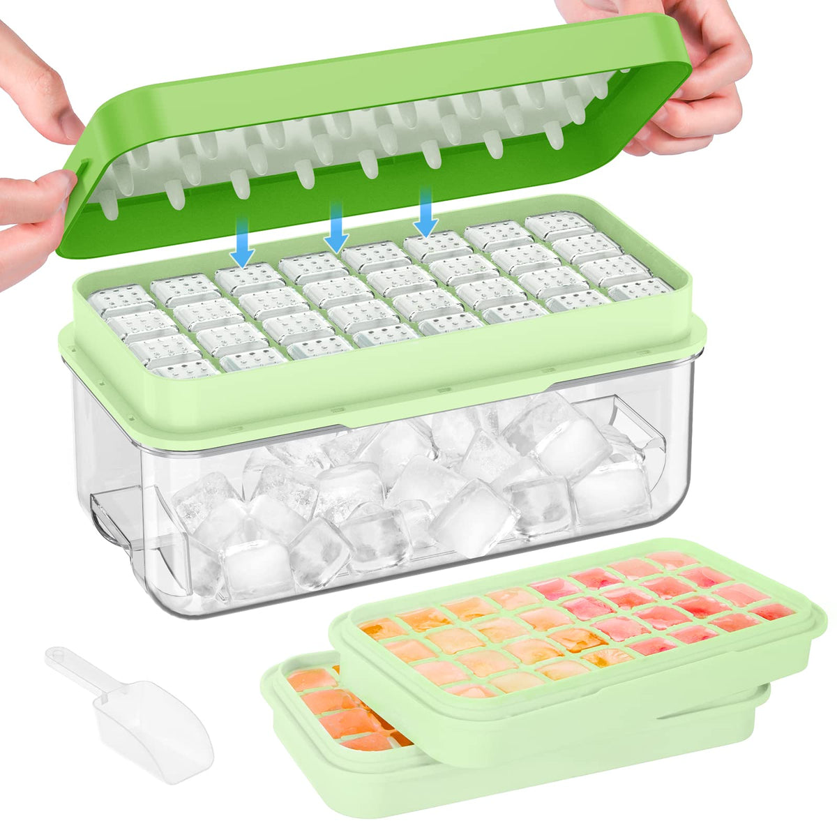 1" Ice Cube Tray with Lid and Bin
