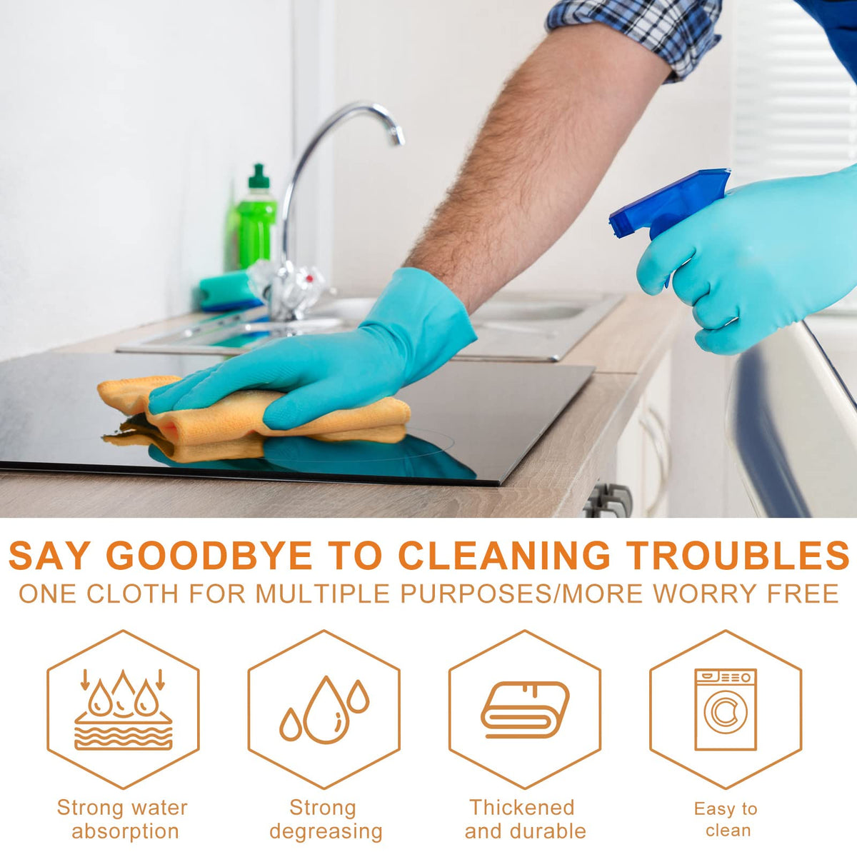 Microfiber Cleaning Cloths for Cars 16 x 16 Inch Ultra Absorbent Car Towels Drying Reusable Cleaning Supplies House Kitchen Window Microfiber Towel (60 Count)