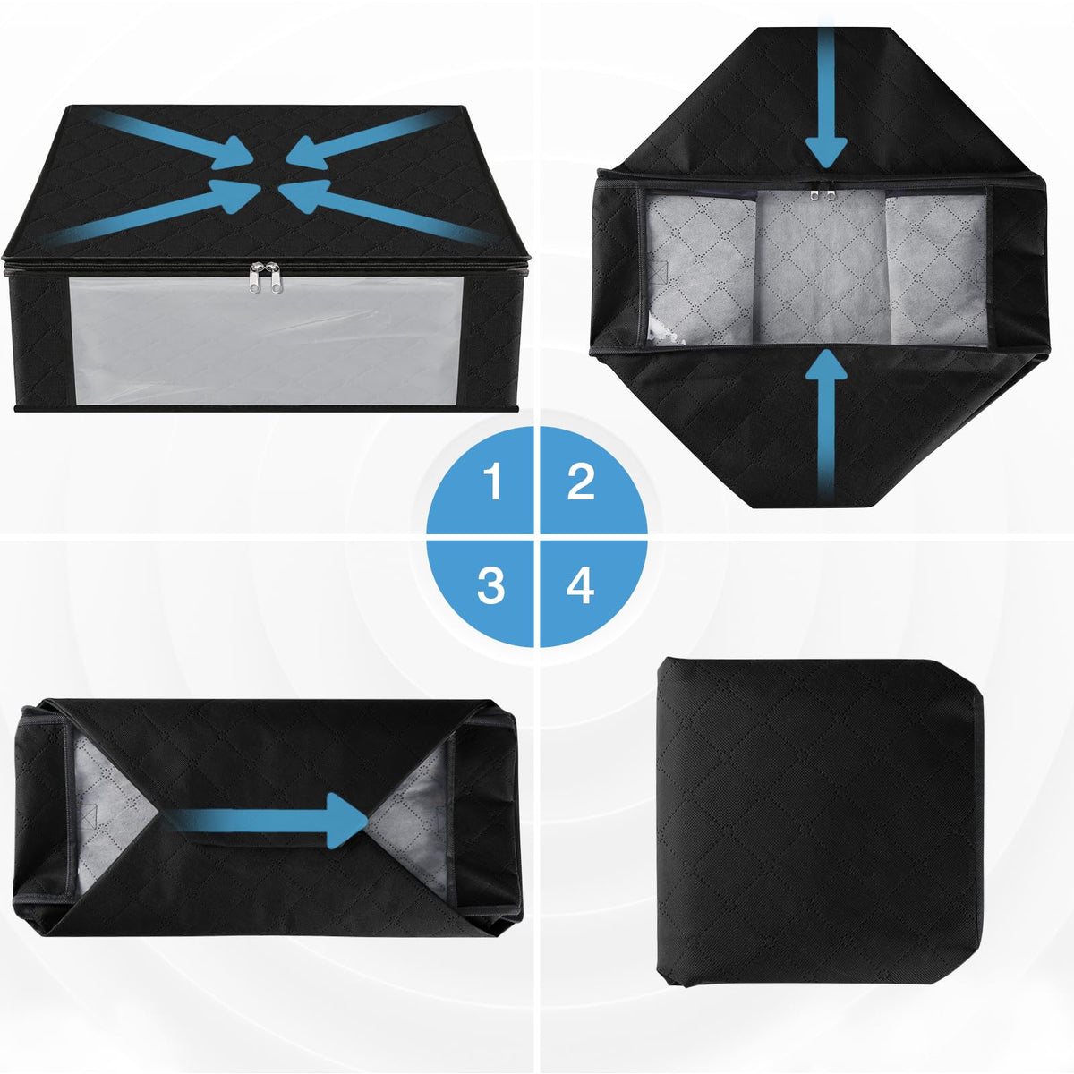 6 Pack Clothes Organizer Storage Bags Foldable Storage Box with Large Clear Window Sturdy Handles for Closet (6 Count)