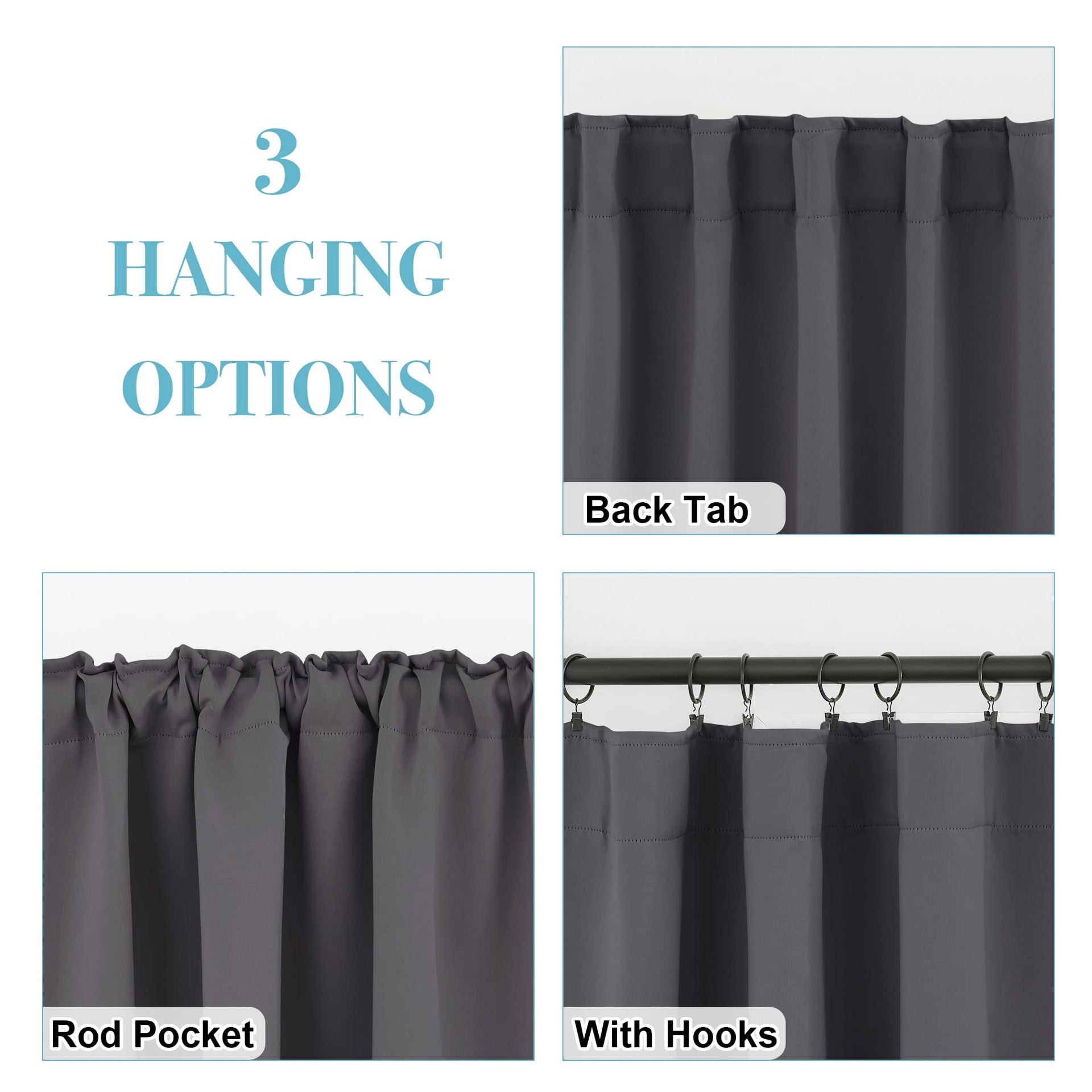 Small Window Curtains Blackout for Kitchen Bathroom Cafe RV Camper (2 Count)
