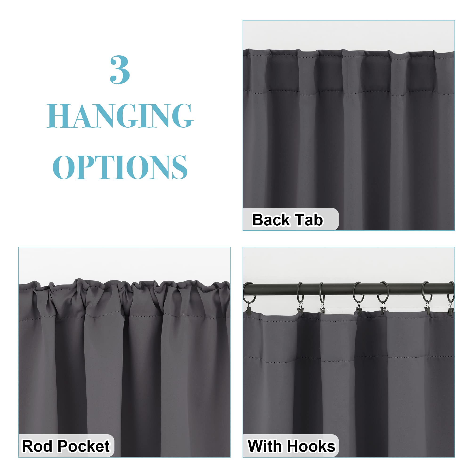 Small Window Curtains Blackout for Kitchen Bathroom Cafe RV Camper (2 Count)