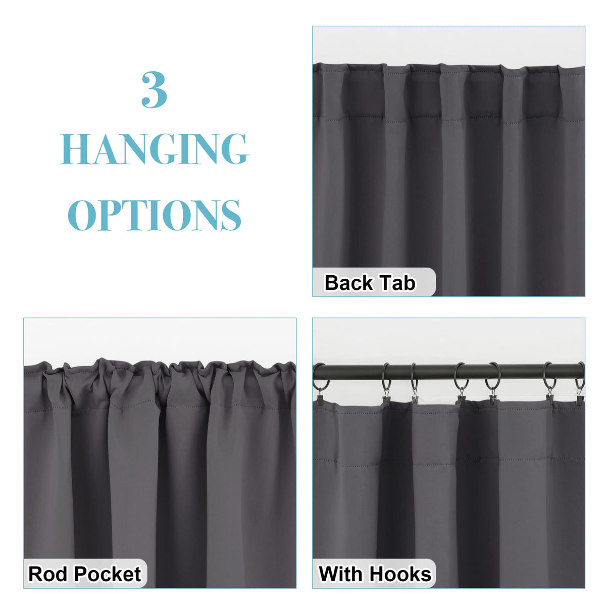 Blackout Curtains for Living Room Bedroom Nursery Office Laundry (2 Count)