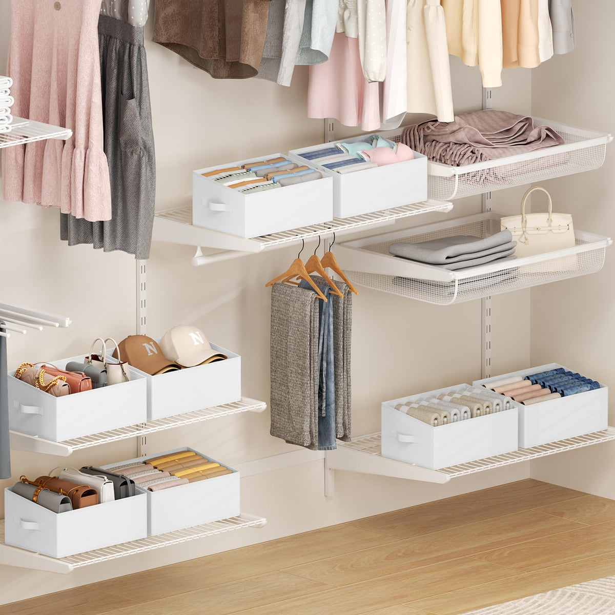 Closet Storage Bins 6 Pack (6 Count)