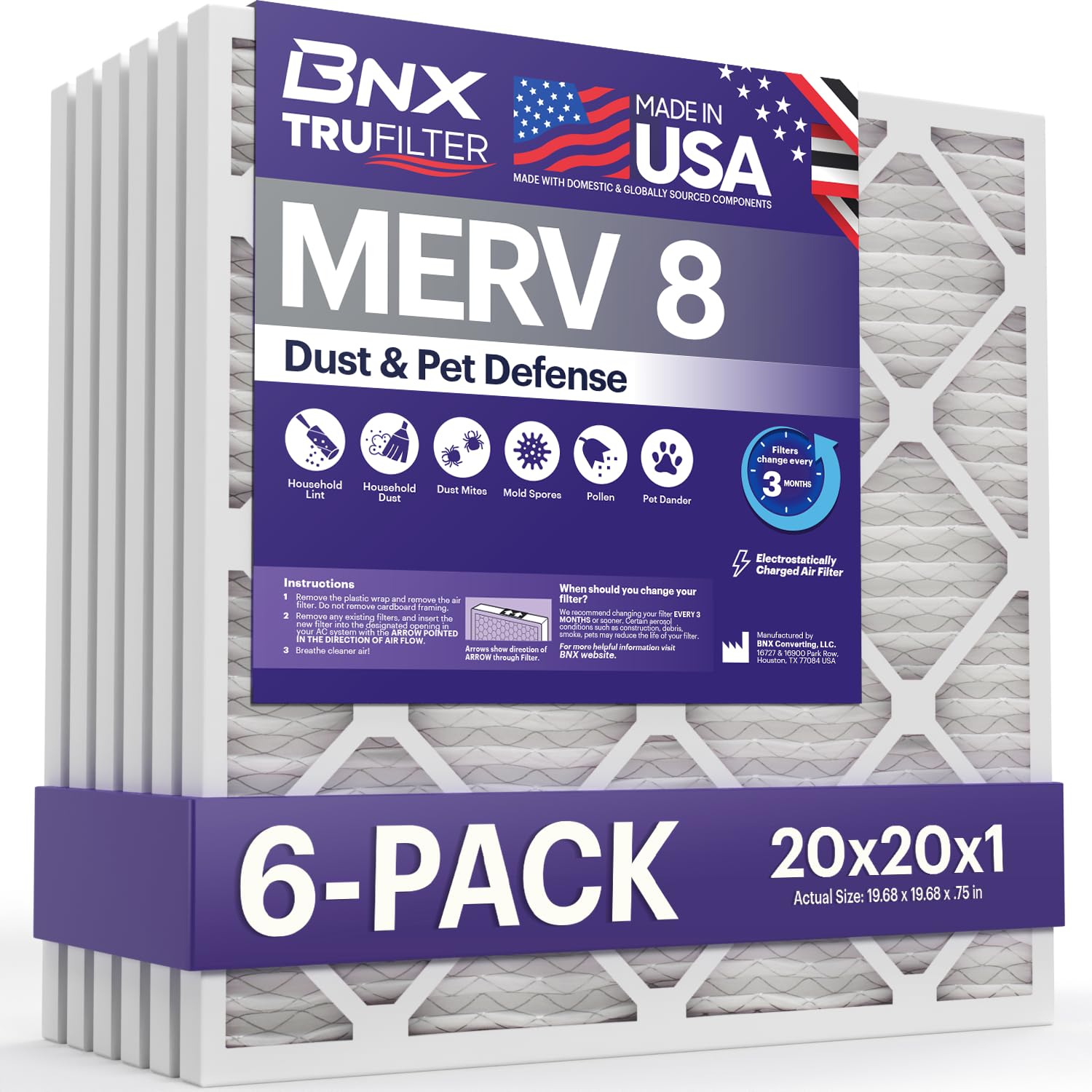 TruFilter 20x20x1 Air Filter MERV 8 (6 Count)