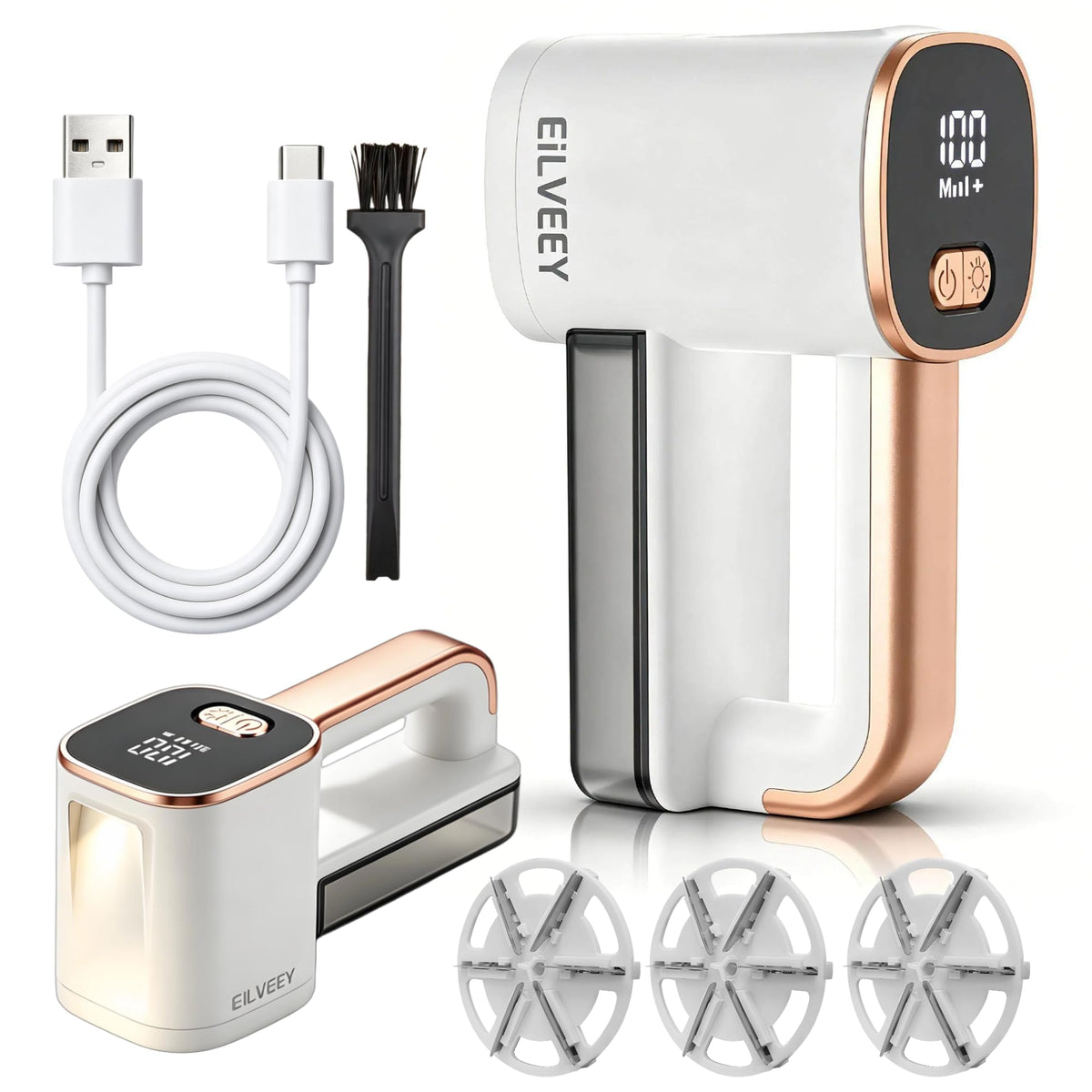 Fabric Shaver Rechargeable Lint Remover with 3 Extra Blades & Light